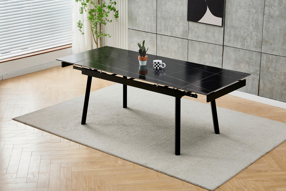 Esstisch Bilbao anthrazit Keramik Optik B/H/T: ca. 150x75x90 cm Bilbao - schwarz/anthrazit (150,00/75,00/90,00cm)