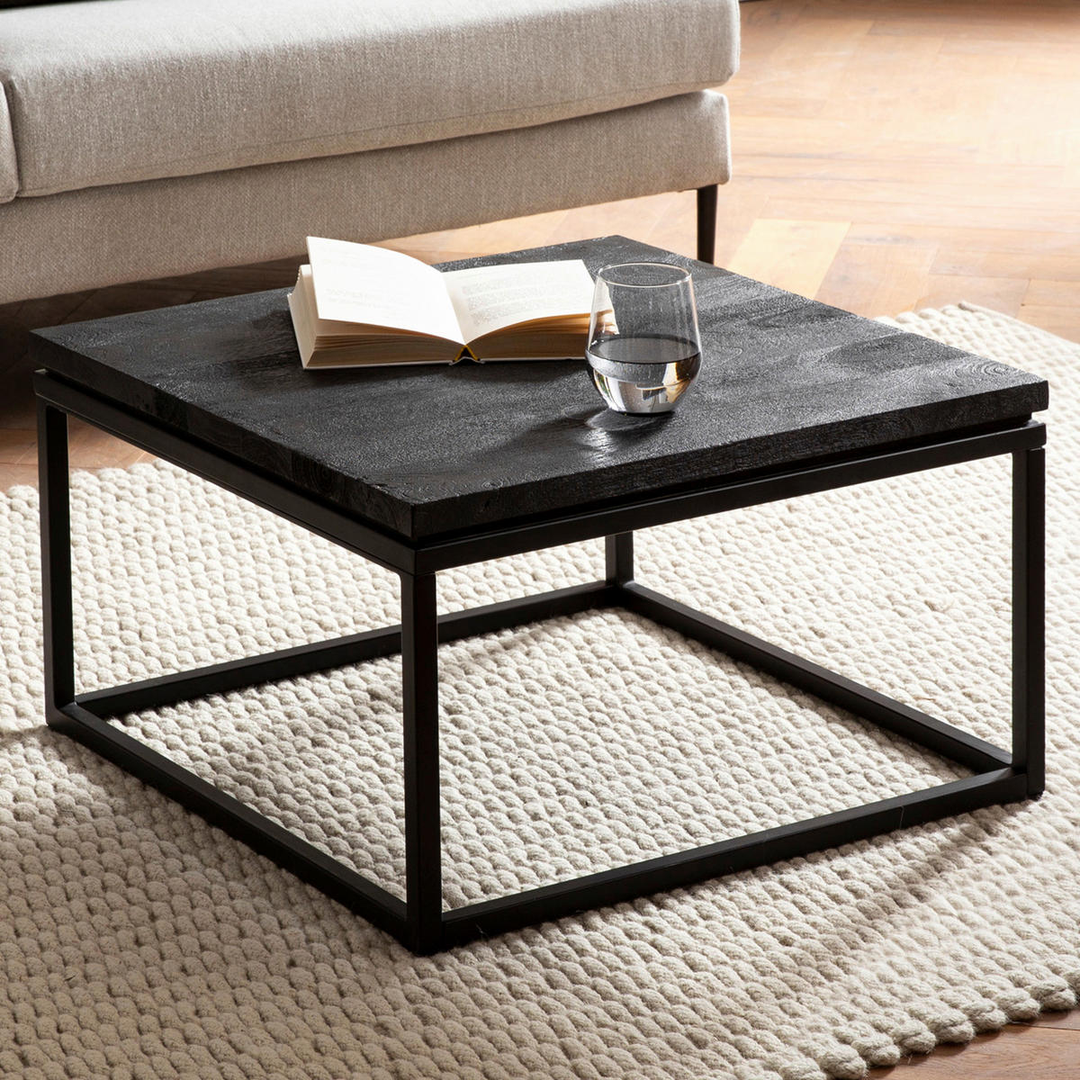 Couchtisch schwarz B/H/T: ca. 60x35x60 cm Couchtisch - schwarz (60,00/35,00/60,00cm) - Wohnling