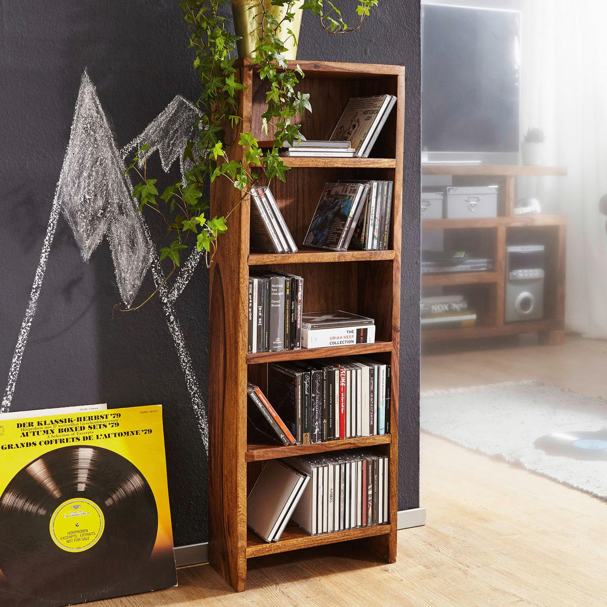 CD Regal natur B/H/T: ca. 30x90x17 cm CD Regal - natur (30,00/90,00/17,00cm) - Wohnling