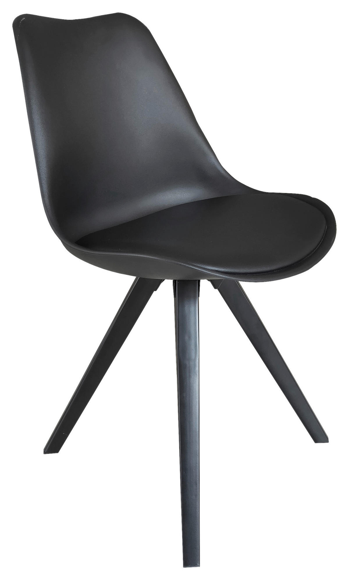 Stuhl KIRA  2er-Set schwarz schwarz schwarz Kunststoff Kunstleder Metall B/H/T: ca. 48x86x55,5 cm KIRA  2er-Set - schwarz (48,00/86,00/55,50cm) - byLIVING