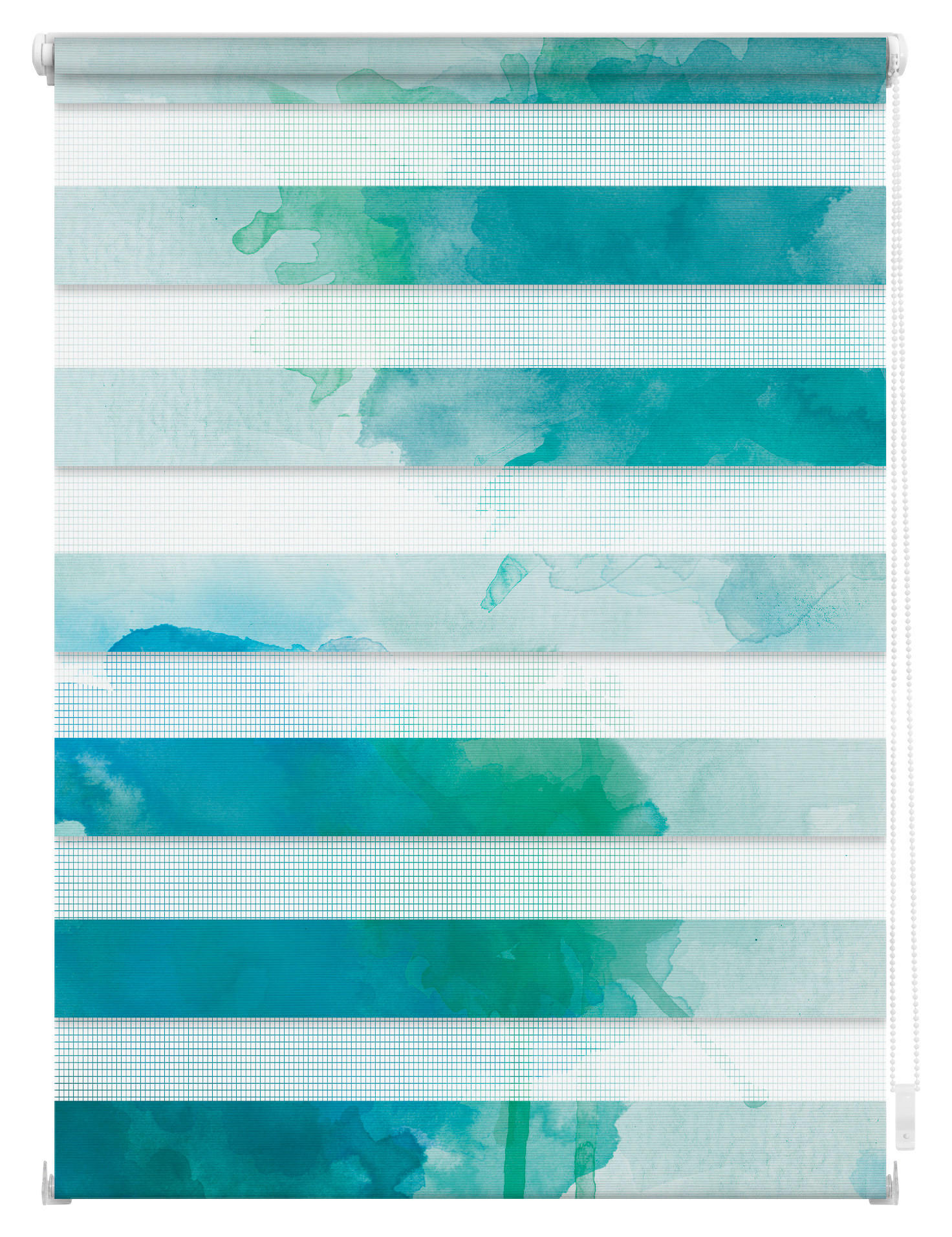 Thumbnail - LICHTBLICK Doppelrollo Duo Aquarell blau B/L: ca. 70x150 cm