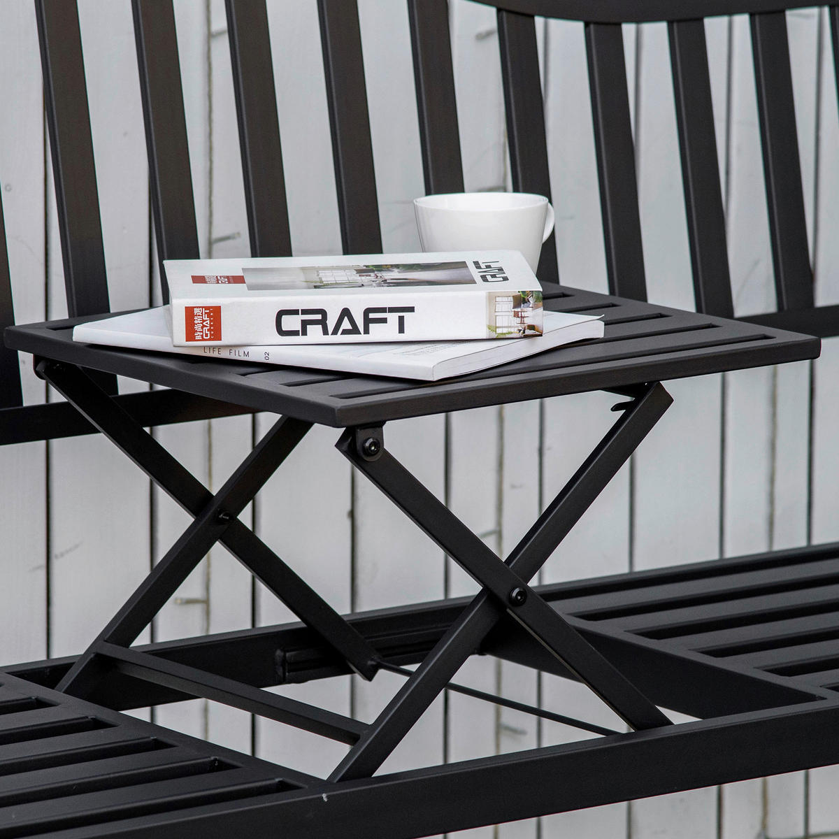 Outsunny Gartenbank Gartenbank - schwarz (150,00/58,50/90,00cm) - Outsunny