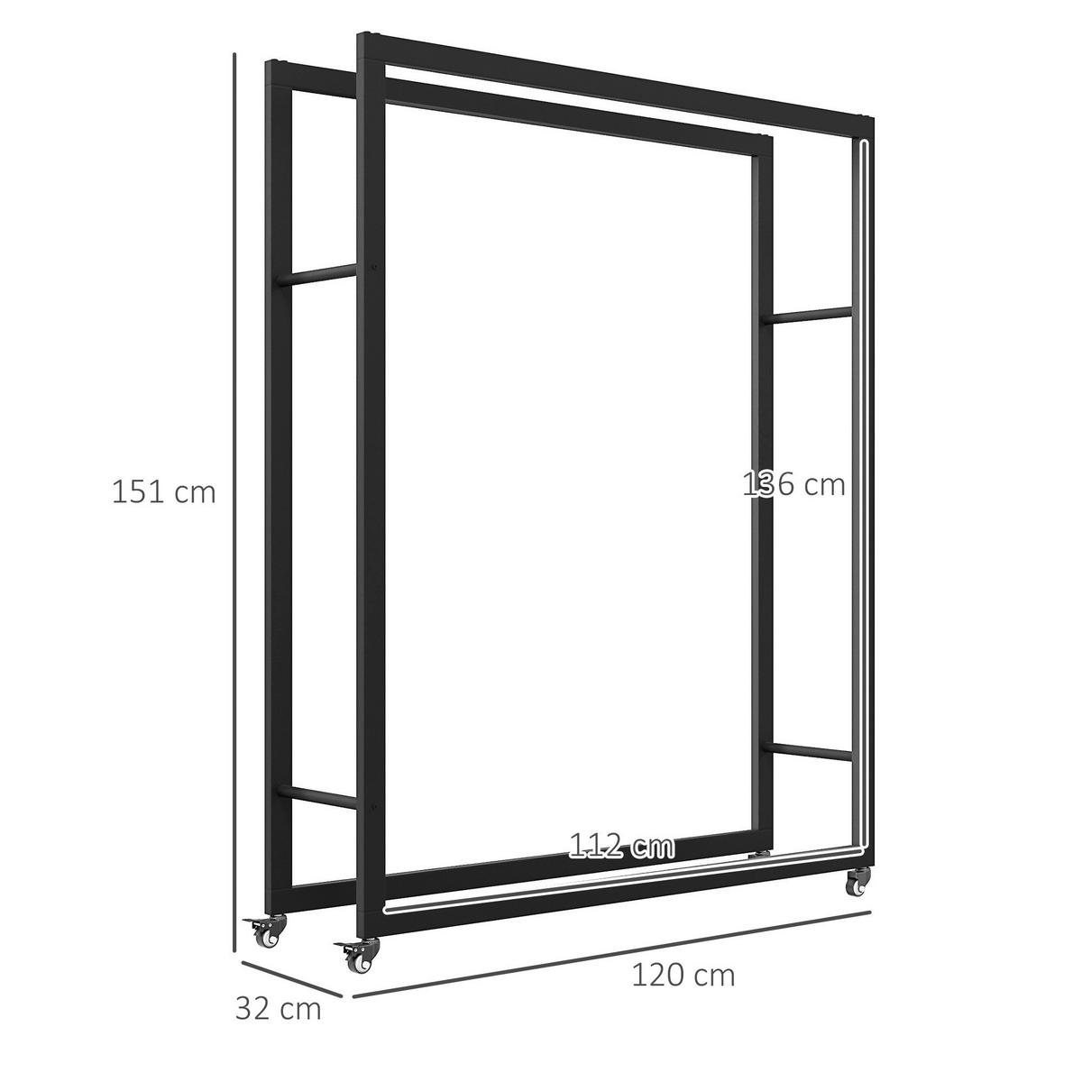 Outsunny Kaminholzregal schwarz B/H/L: ca. 32x151x120 cm Kaminholzregal - schwarz (120,00/32,00/151,00cm) - Outsunny