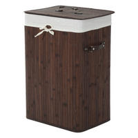 Wäschekorb mit 2 Tragegriffen dunkelbraun Bambus Stoff Kunststoff B/H/L: ca. 30x60x40 cm Wäschekorb 850-017BN - dunkelbraun (40,00/30,00/60,00cm) - HOMCOM