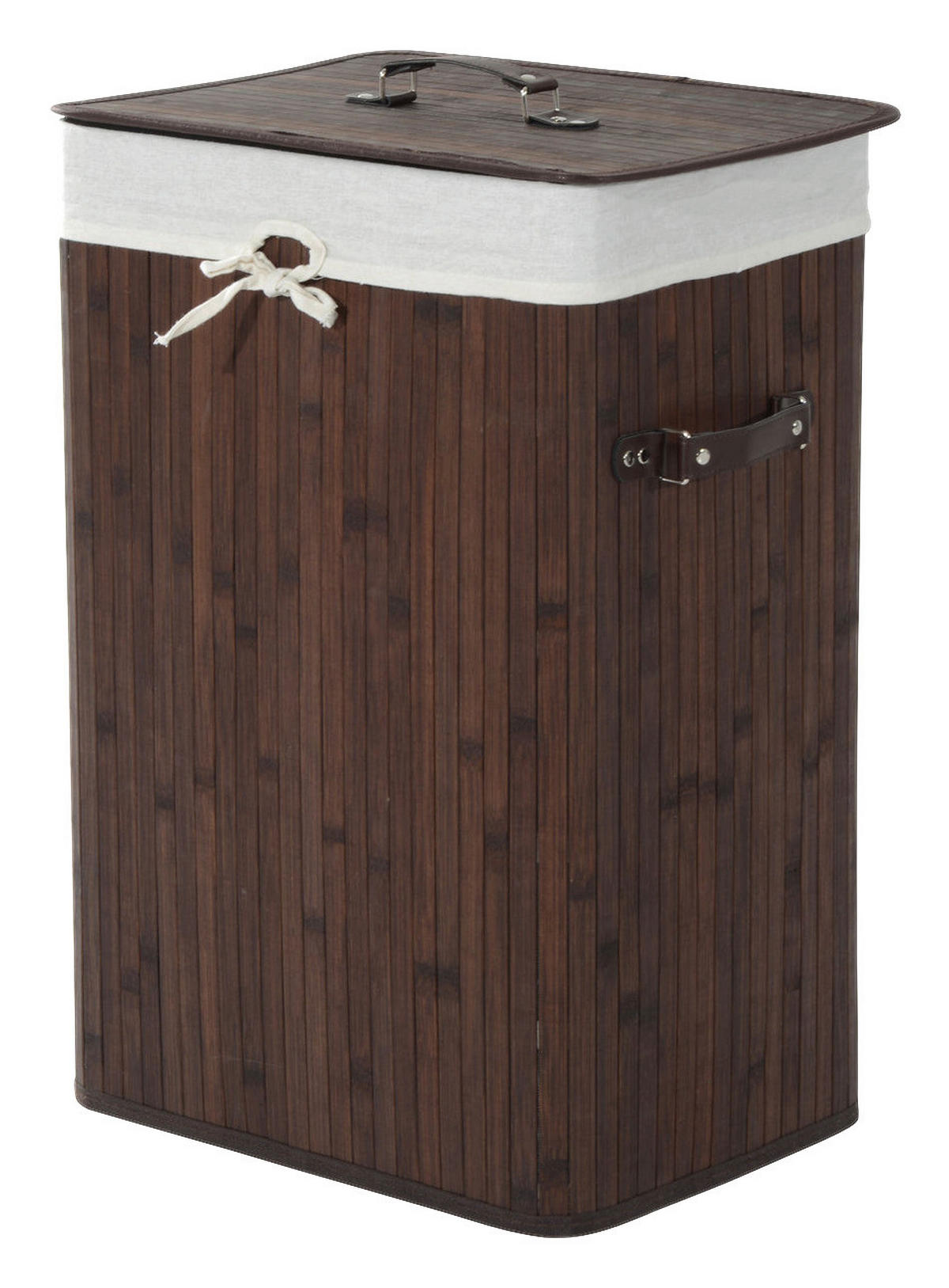 Wäschekorb mit 2 Tragegriffen dunkelbraun Bambus Stoff Kunststoff B/H/L: ca. 30x60x40 cm Wäschekorb 850-017BN - dunkelbraun (40,00/30,00/60,00cm) - HOMCOM