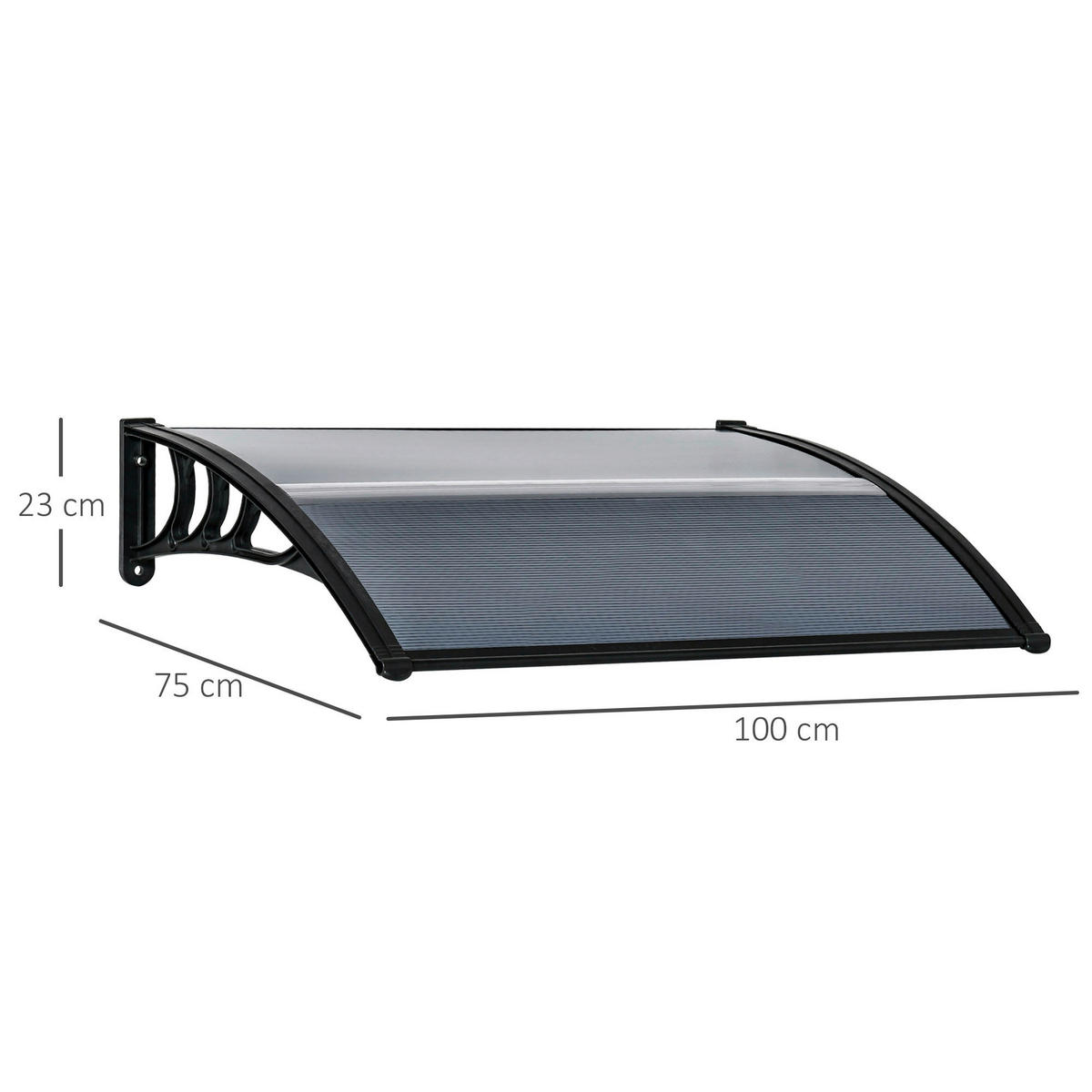 Outsunny Vordach für Haustür schwarz B/H/L: ca. 75x23x100 cm Vordach für Haustür - schwarz (100,00/75,00/23,00cm) - Outsunny