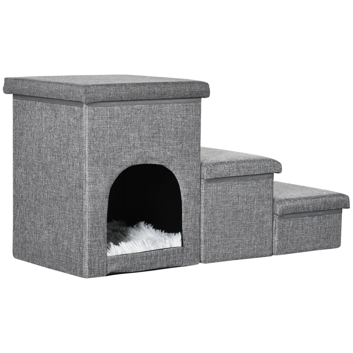 PawHut Katzentreppe grau Polyester B/H/L: ca. 33x40,5x73,5 cm Katzentreppe - grau (73,50/33,00/40,50cm) - PawHut