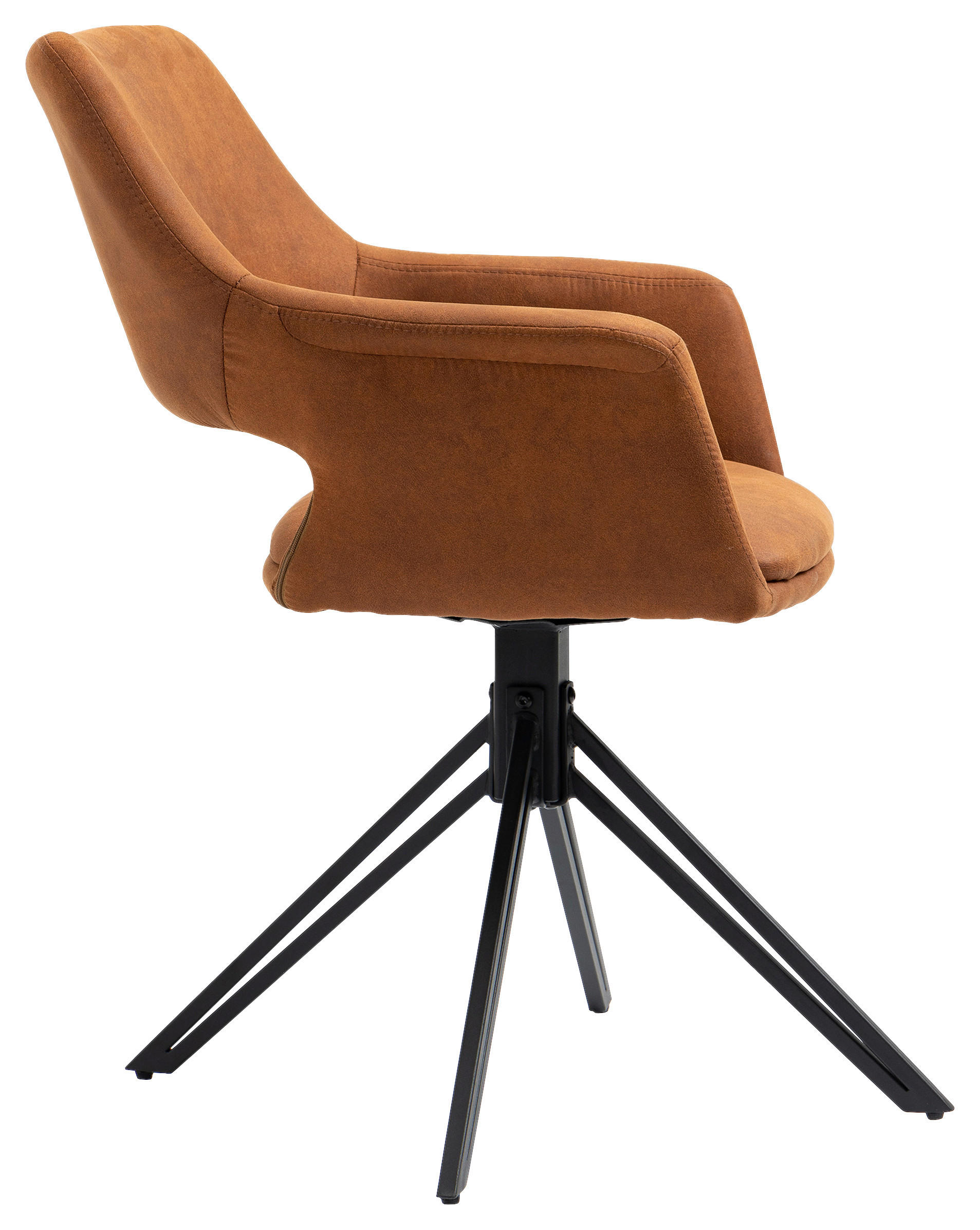 Stuhl ESTELLE  2er-Set braun Vintage schwarz Stoff Metall B/H/T: ca. 57x84x61 cm ESTELLE  2er-Set - braun/schwarz (57,00/84,00/61,00cm) - byLIVING