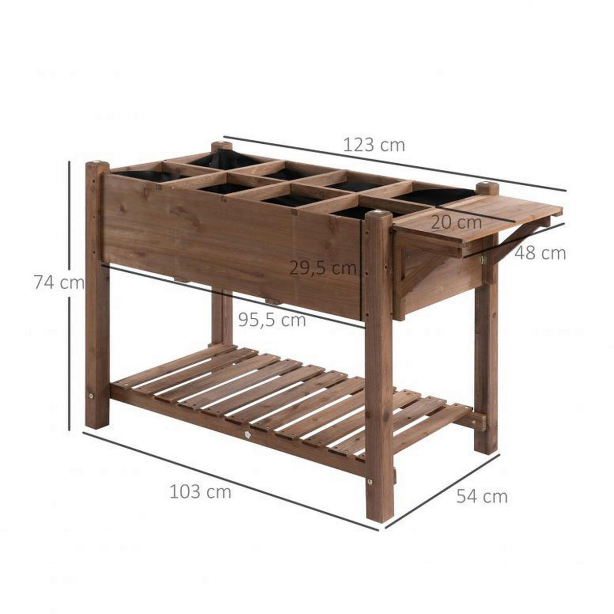 Outsunny Hochbeet braun H/T/L: ca. 74x54x123 cm Hochbeet 845-396 - braun (123,00cm) - Outsunny