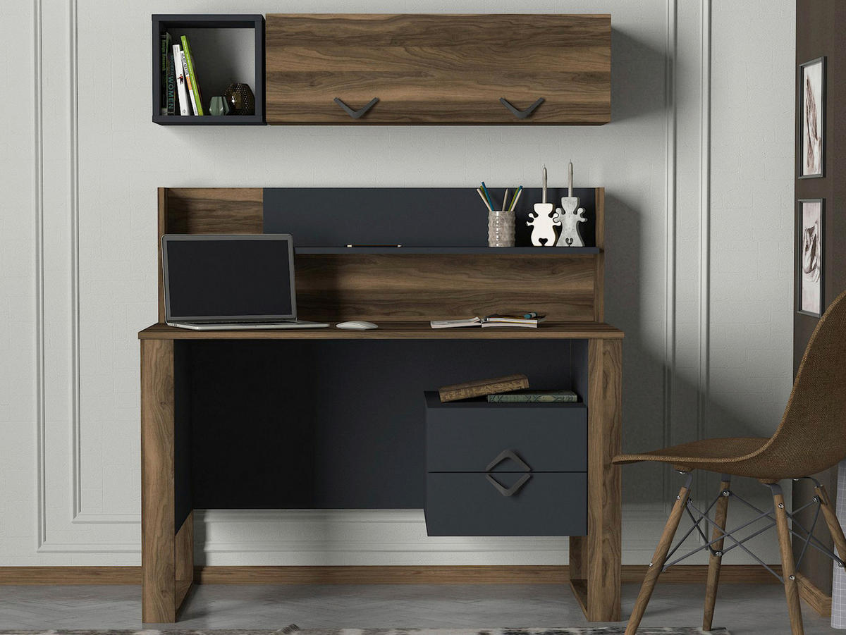 Schreibtisch Bumerang walnuss Nachbildung anthrazit B/H/T: ca. 120x114x60 cm Bumerang - walnuss/anthrazit (120,00/114,00/60,00cm) - moebel17