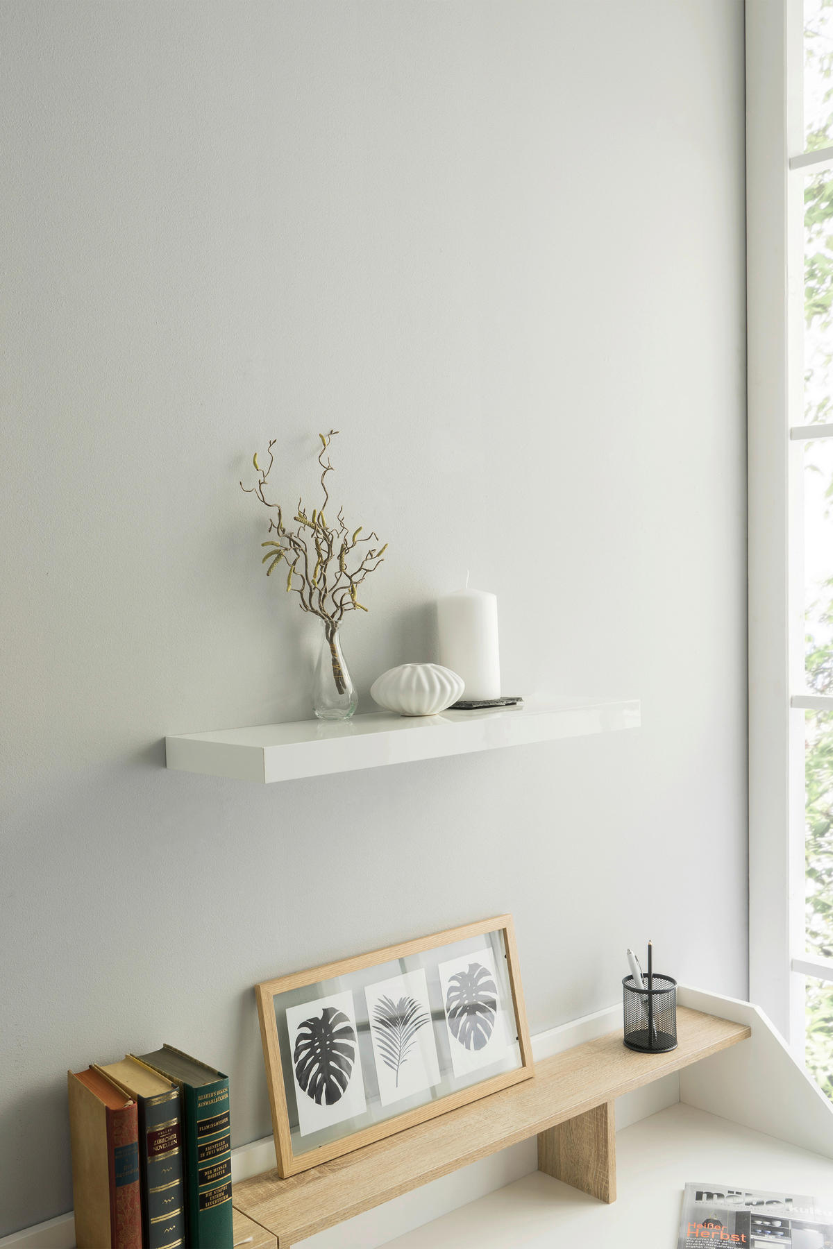 Wandboard Shelvy 60 weiß hochglänzend B/H/T: ca. 60x4x24 cm Shelvy 60 - weiß (60,00/4,00/24,00cm)