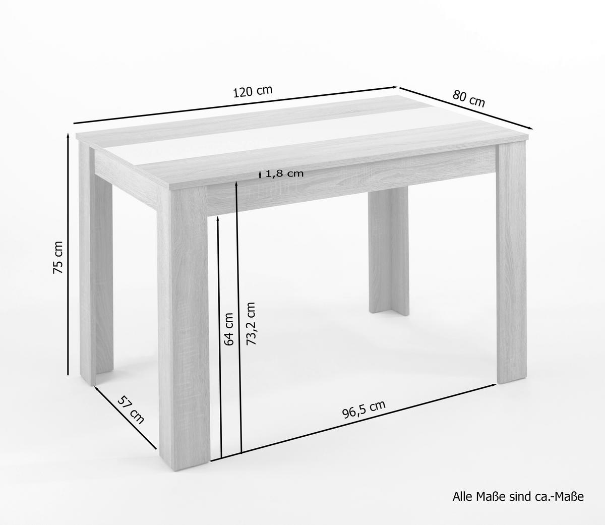 Tisch NORI Eiche Sonoma Nachbildung B/H/T: ca. 120x75x80 cm NORI - Eiche (120,00/75,00/80,00cm) - byLIVING