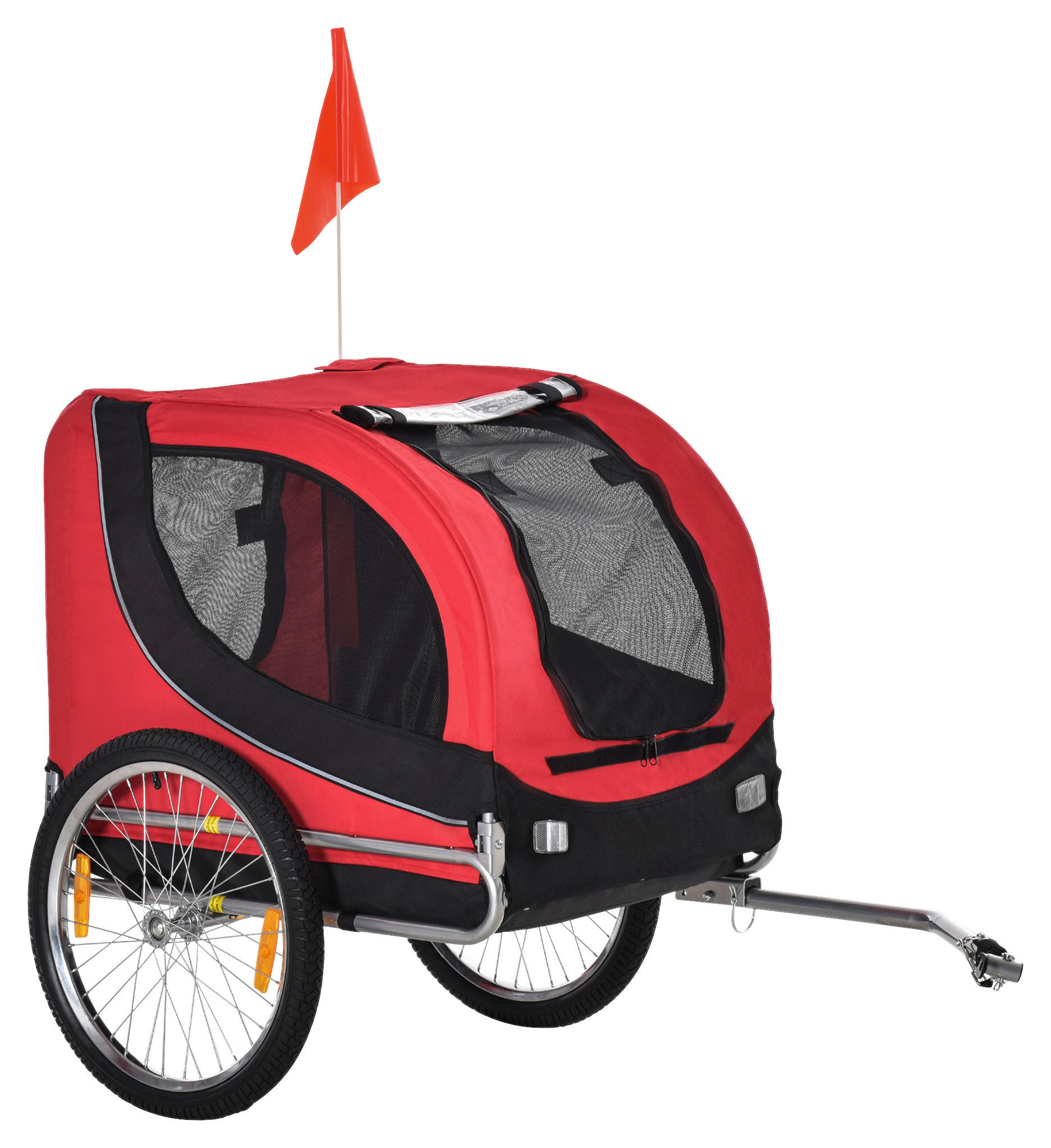 PawHut Fahrradanhänger rot rot B/H/L: ca. 73x90x130 cm Fahrradanhänger - rot/schwarz (130,00/73,00/90,00cm) - PawHut