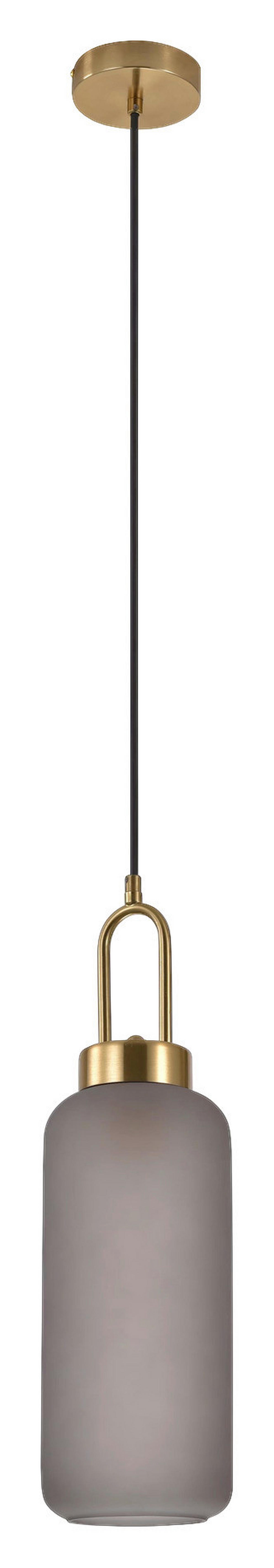 Housenordic Pendelleuchte 6406115 messing grau Stahl Rauchglas L/D: ca. 150x13 cm 1.0 Brennstellen Pendelleuchte_Zylinderförmig - messing/grau (13,00cm) - Housenordic