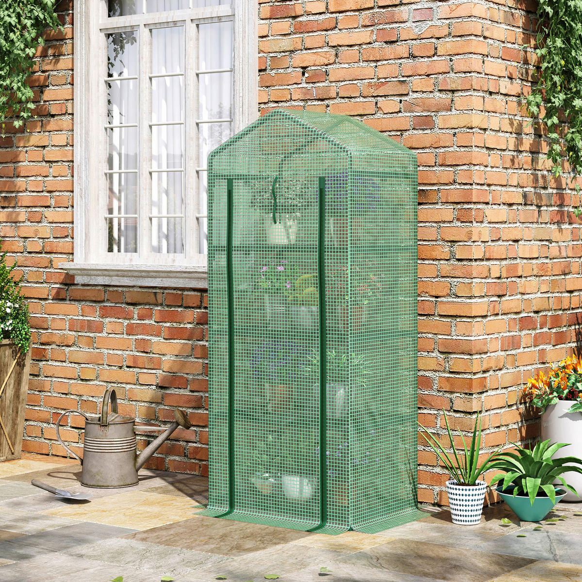 Outsunny Gewächshaus B/H/L: ca. 50x160x70 cm Gewächshaus - dunkelgrün (70,00/50,00/160,00cm) - Outsunny
