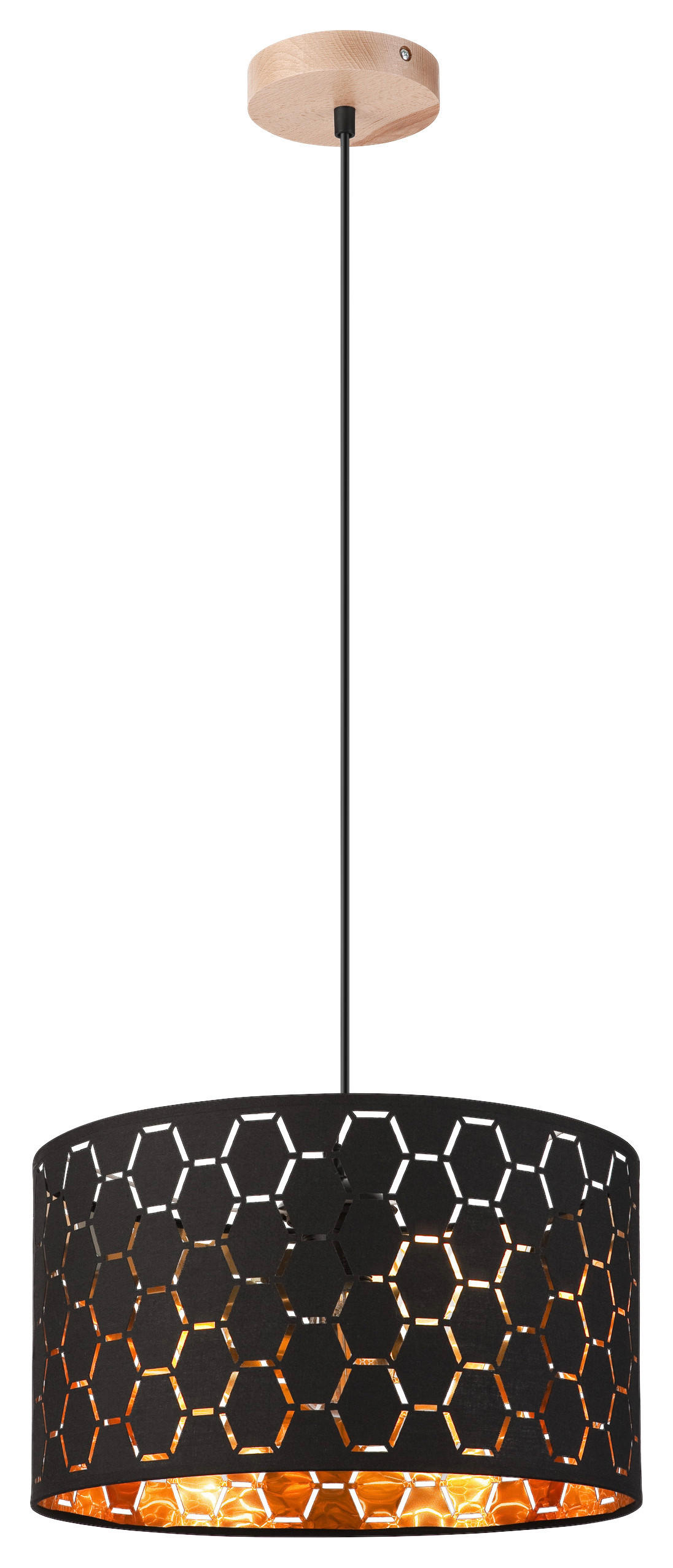 Lamkur Pendelleuchte schwarz Holz B/H/L: ca. 37x23x37 cm E27 1 Brennstellen Ulle - schwarz (37,00/37,00/23,00cm) - Lamkur