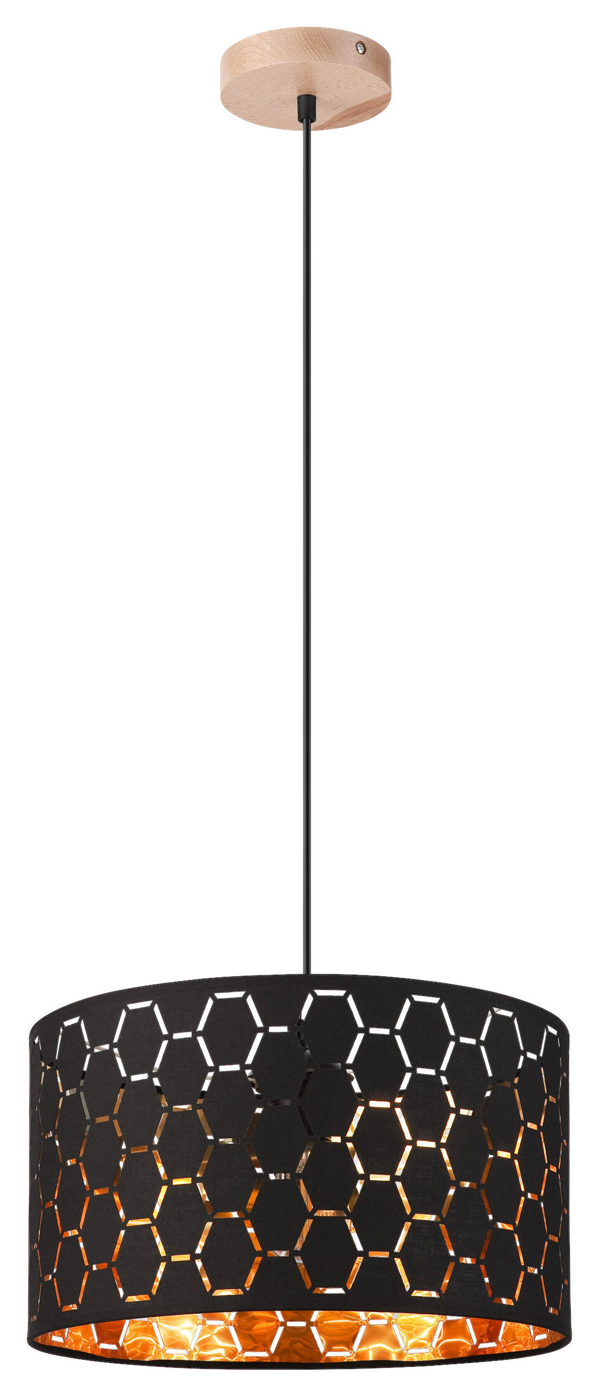 Lamkur Pendelleuchte schwarz Holz B/H/L: ca. 37x23x37 cm E27 1 Brennstellen Ulle - schwarz (37,00/37,00/23,00cm) - Lamkur