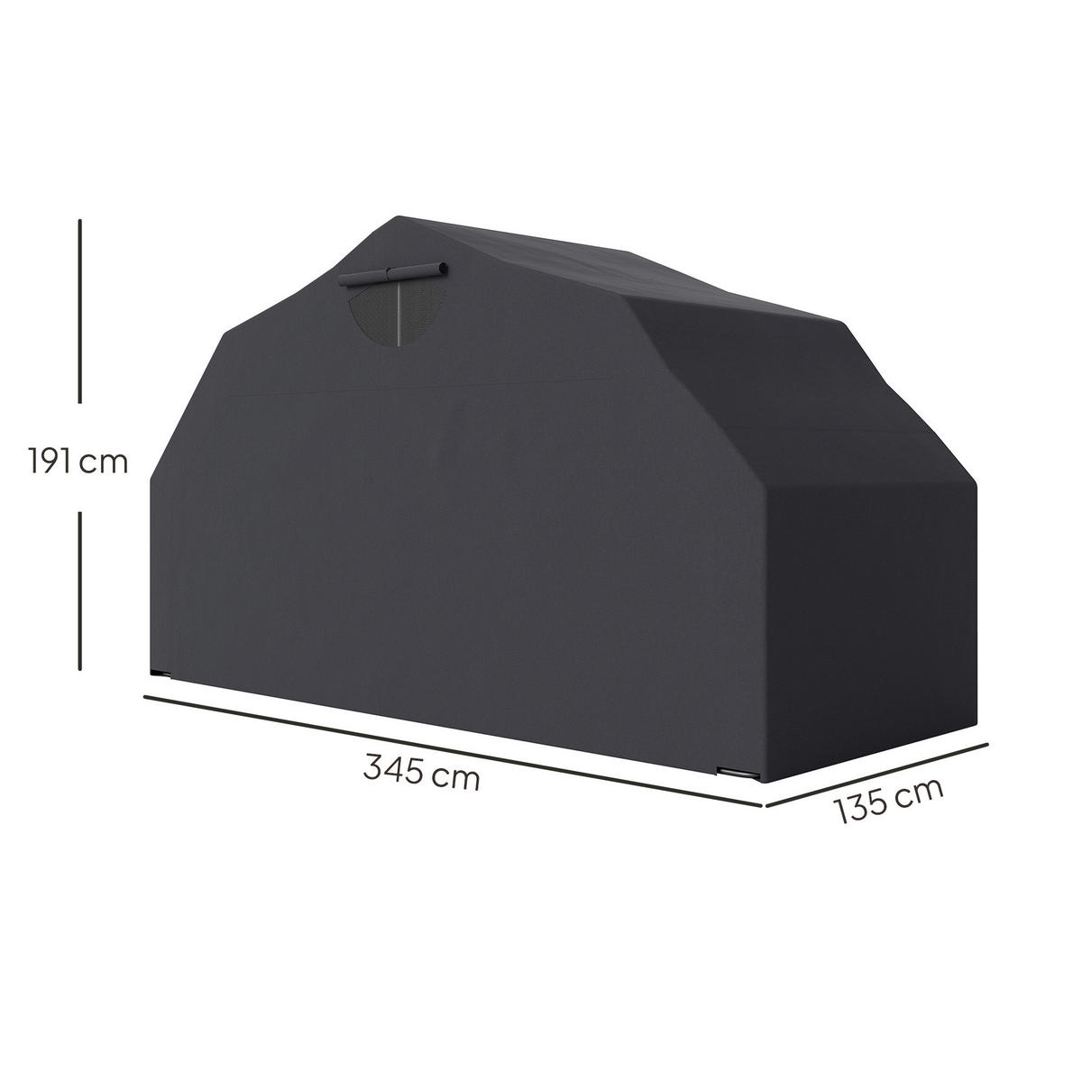 Outsunny Motorradgarage schwarz B/H/L: ca. 135x191x345 cm Motorradgarage - schwarz (345,00/135,00/191,00cm) - Outsunny