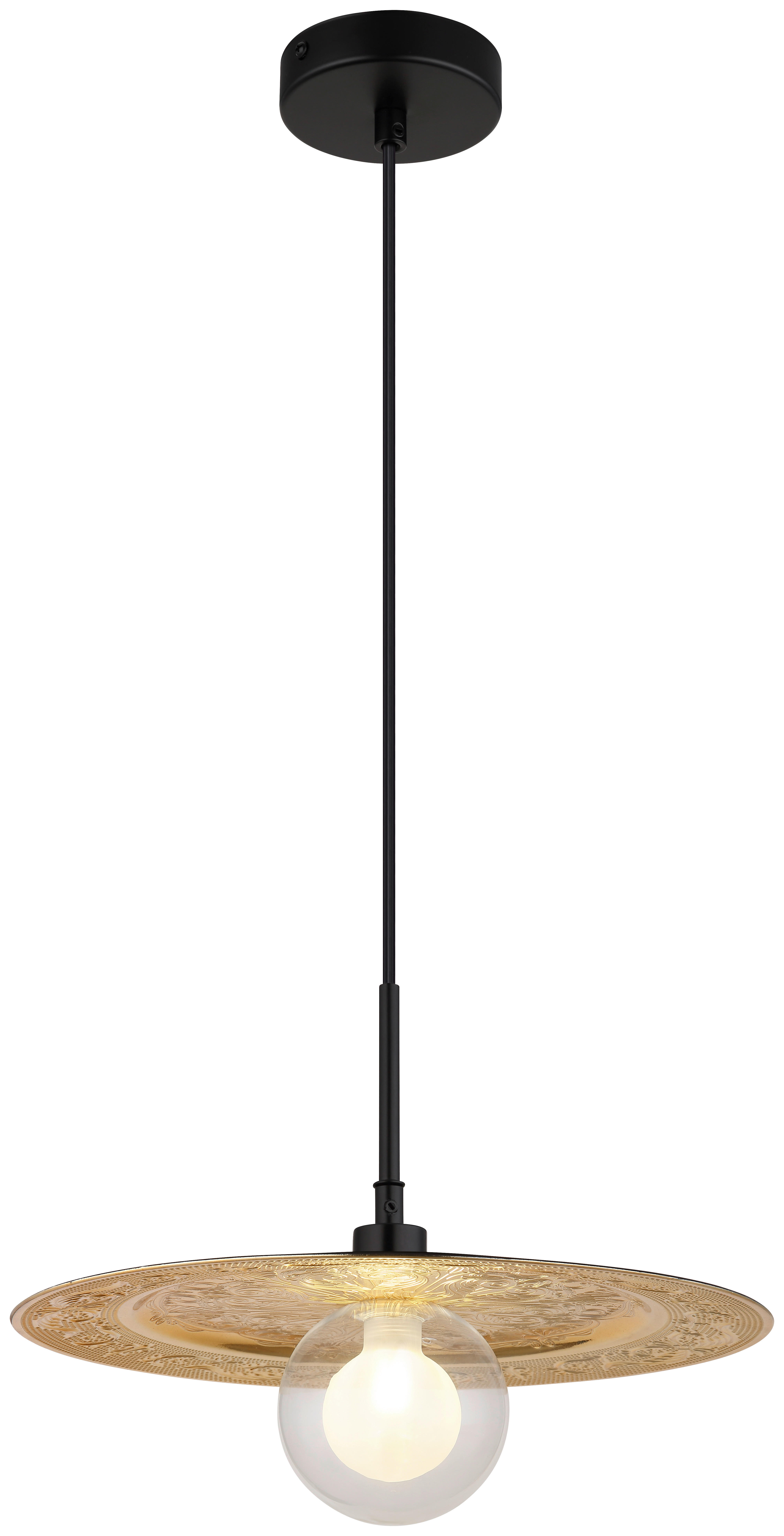 GLOBO LED-Pendelleuchte schwarz gold Metall Kunststoff H/D: ca. 119x33 cm 1.0 Brennstellen RIGA - gold/schwarz (33,00/119,00cm) - GLOBO