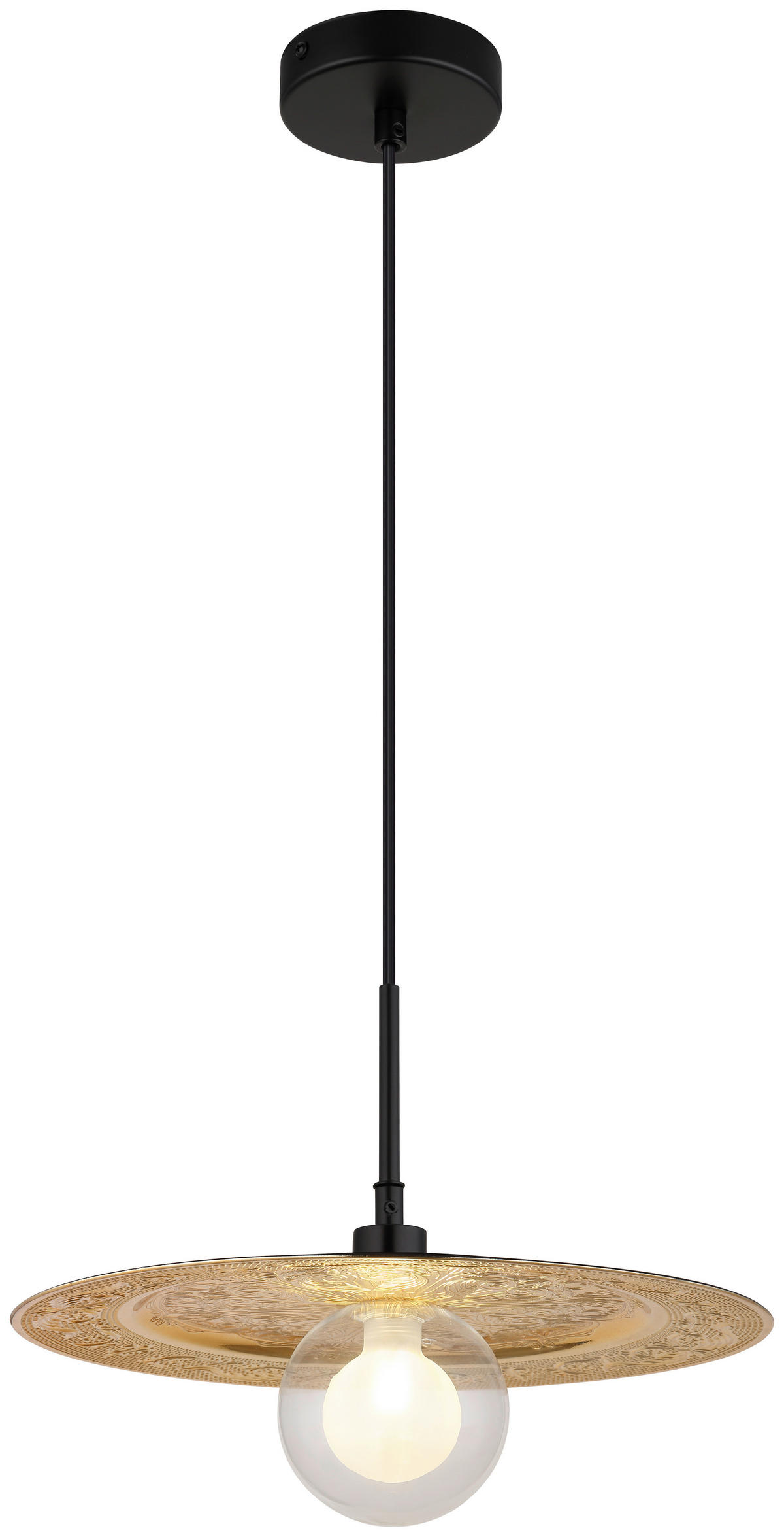 GLOBO LED-Pendelleuchte schwarz gold Metall Kunststoff H/D: ca. 119x33 cm 1.0 Brennstellen RIGA - gold/schwarz (33,00/119,00cm) - GLOBO