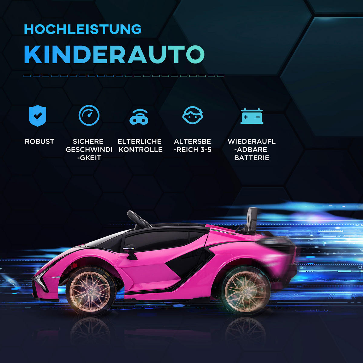 HOMCOM Kinder-Elektroauto rosa B/H/L: ca. 62x40x108 cm Kinder-Elektroauto - rosa (108,00/62,00/40,00cm) - HOMCOM