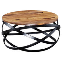 Wohnling Couchtisch natur schwarz Echtholz Eisen B/H/T: ca. 60x30x60 cm Couchtisch - natur/schwarz (60,00/30,00/60,00cm) - Wohnling