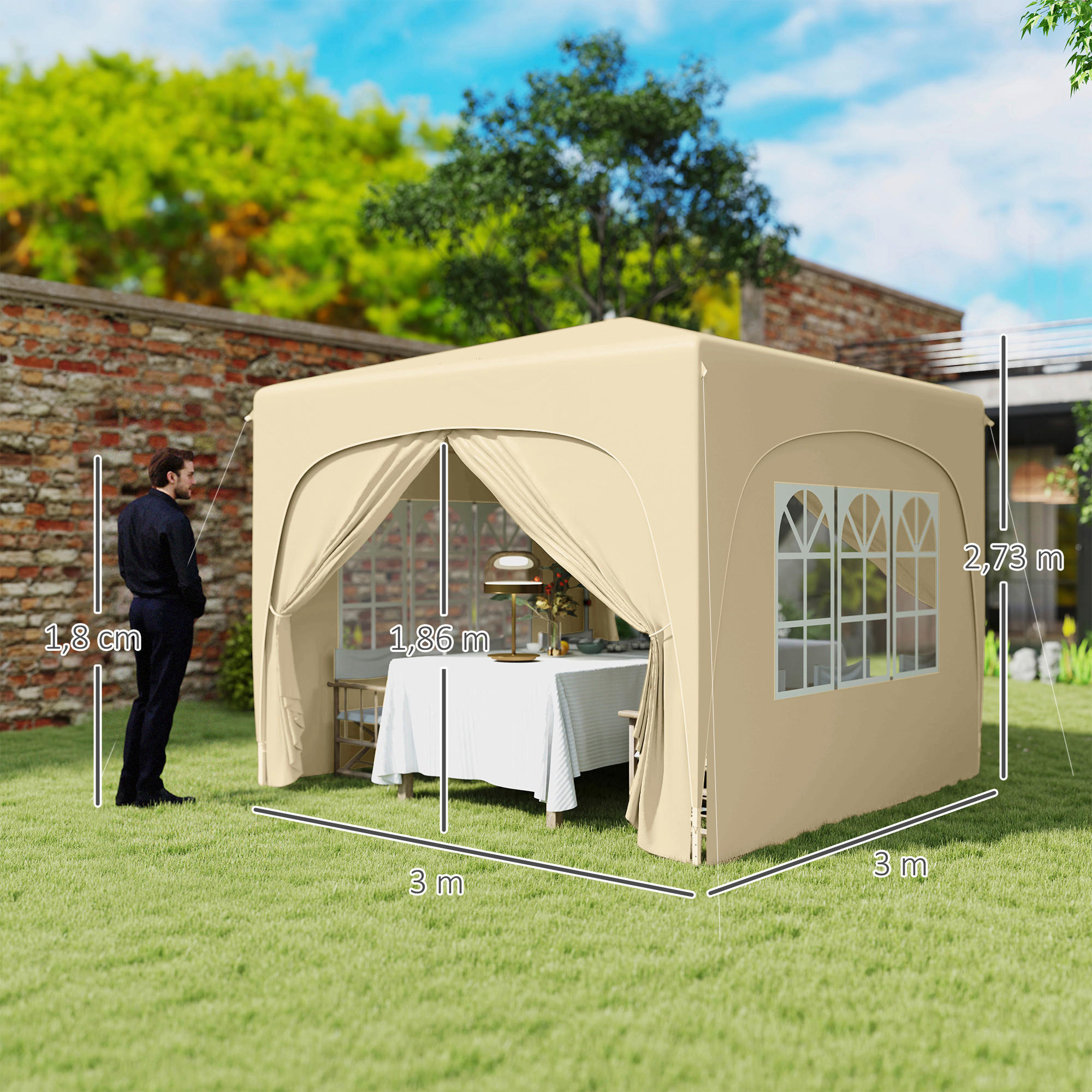 Thumbnail - Outsunny Pavillon sand Metall B/H/L: ca. 300x273x300 cm