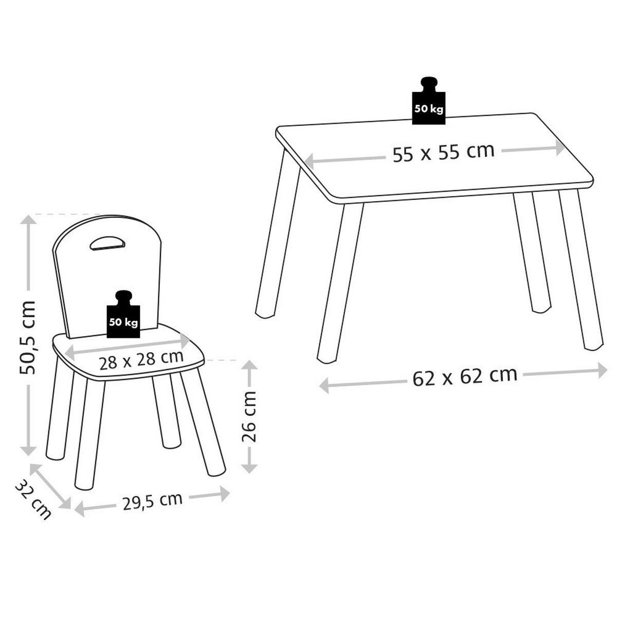 Kesper Kindertisch mit 2 Stühlen mint Spanplatte B/H/L: ca. 55x45x55 cm Kindertisch_mit_2_Stühlen - mint (55,00/55,00/45,00cm) - Kesper