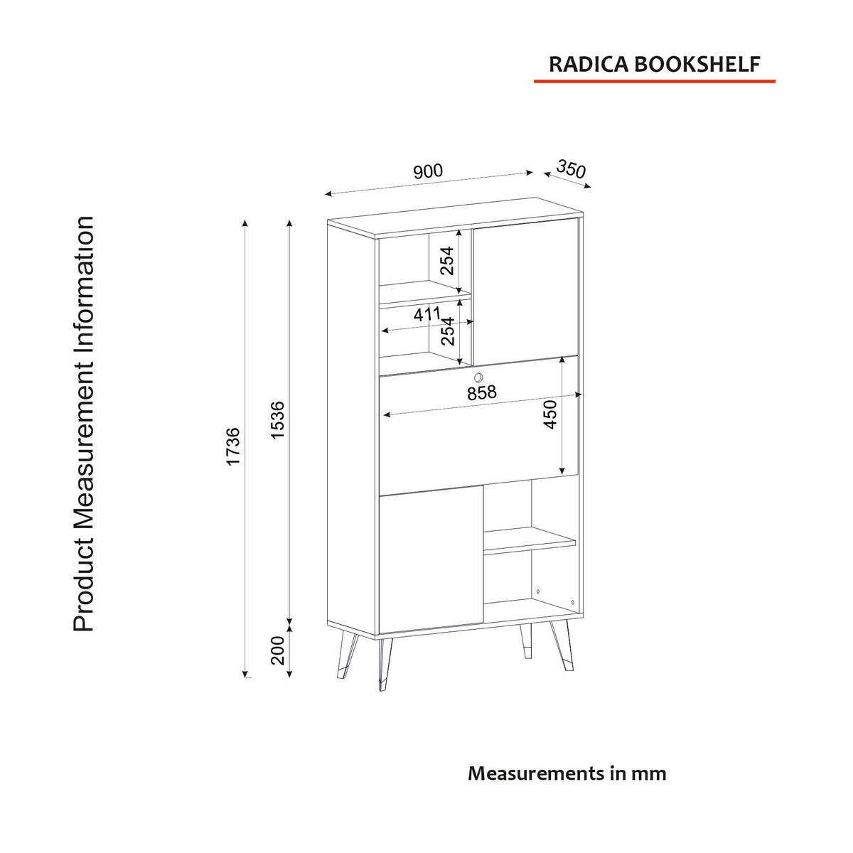 Regal Radica anthrazit Marmoroptik B/H/T: ca. 90x174x35 cm Radica - Marmoroptik/anthrazit (90,00/174,00/35,00cm) - moebel17