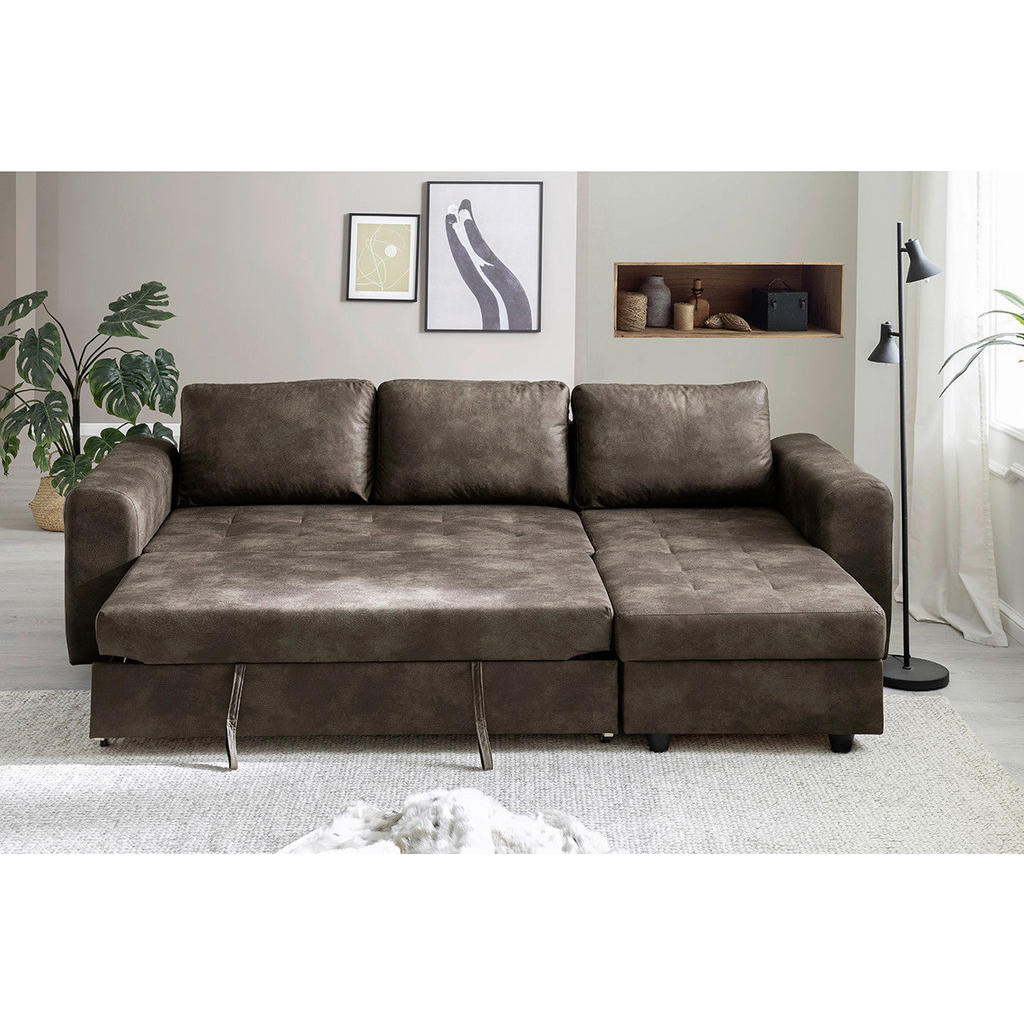 Thumbnail - Ecksofa mit Bettfunktion und Bettkasten dunkelbraun B/T: ca. 245x155 cm