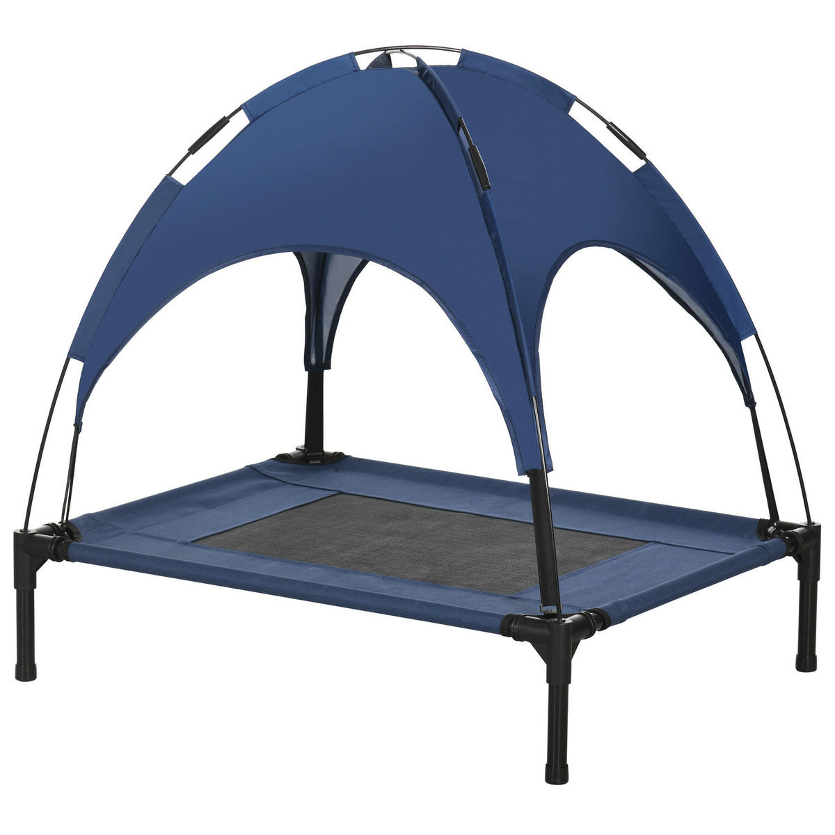 PawHut Hunde-Zubehör dunkelblau Edelstahl B/H/L: ca. 61x76x73 cm Hundebett - schwarz/dunkelblau (73,00/61,00/76,00cm) - PawHut