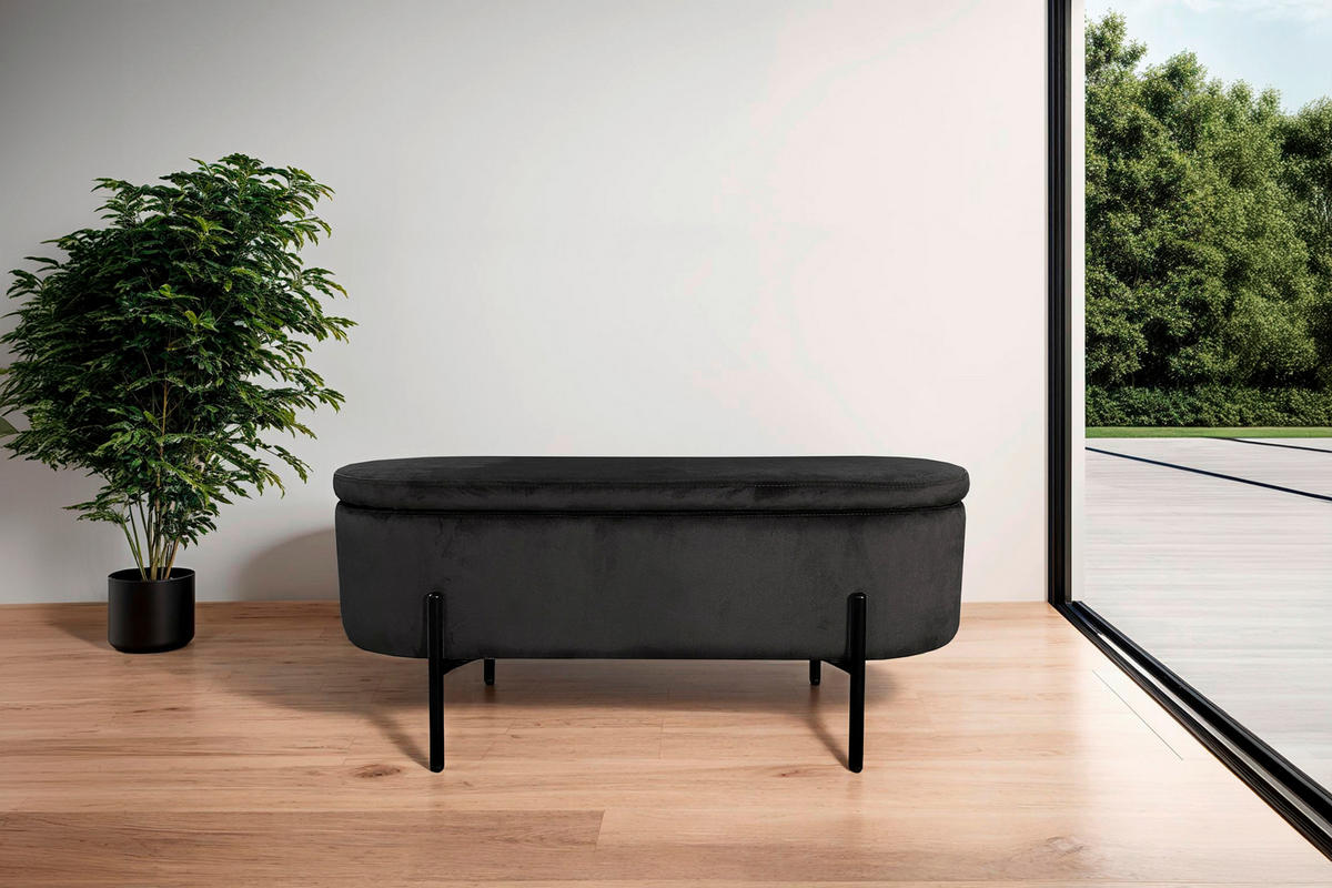 Bank NOVA schwarz Metall B/H/T: ca. 95x42x37,5 cm NOVA - schwarz (95,00/42,00/37,50cm) - byLIVING