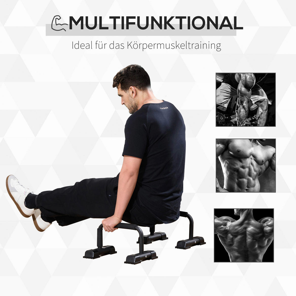 HOMCOM Fitness-Zubehör schwarz Kunststoff B/H/L: ca. 25x36x20 cm Liegestützgriffe - schwarz (20,00/25,00/36,00cm) - HOMCOM