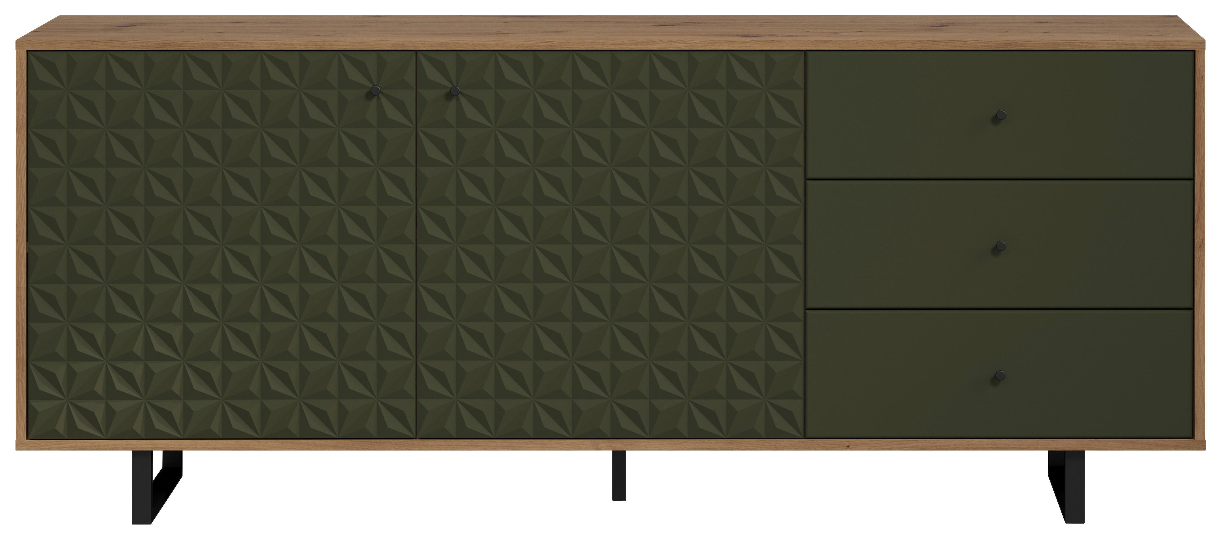 Sideboard Sentra Eiche Artisan Nachbildung grün dunkel B/H/T: ca. 183x75x40 cm Sentra - Eiche/grün (183,00/75,00/40,00cm) - Trendteam