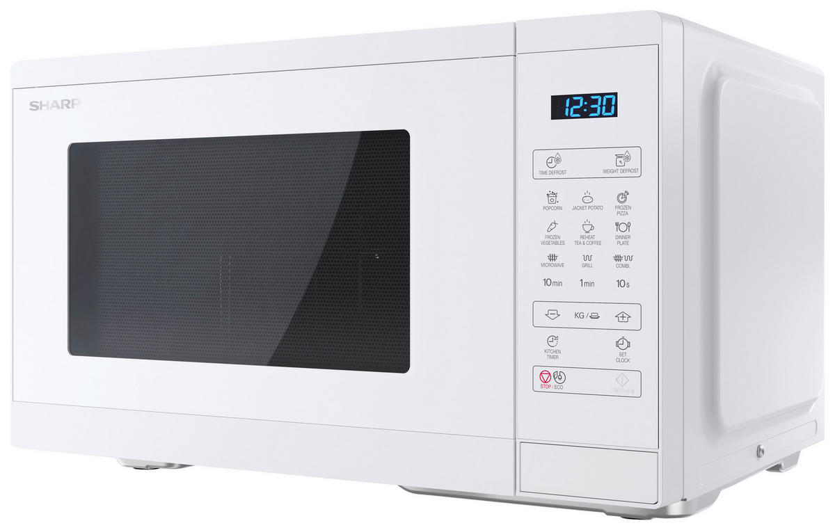 Sharp Mikrowelle mit Grill YC-MG252AE-C weiß Kunststoff B/H/T: ca. 47,2x28x34,5 cm Mikrowelle YC-MG252AE-C Sharp - weiß (47,20/28,00/34,50cm) - Sharp