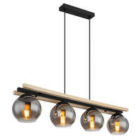 GLOBO Pendelleuchte Rauch schwarz Metall Glas B/H/T: ca. 15x120x85 cm E27 4 Brennstellen CONNI - schwarz/Rauch (15,00/120,00/85,00cm) - GLOBO