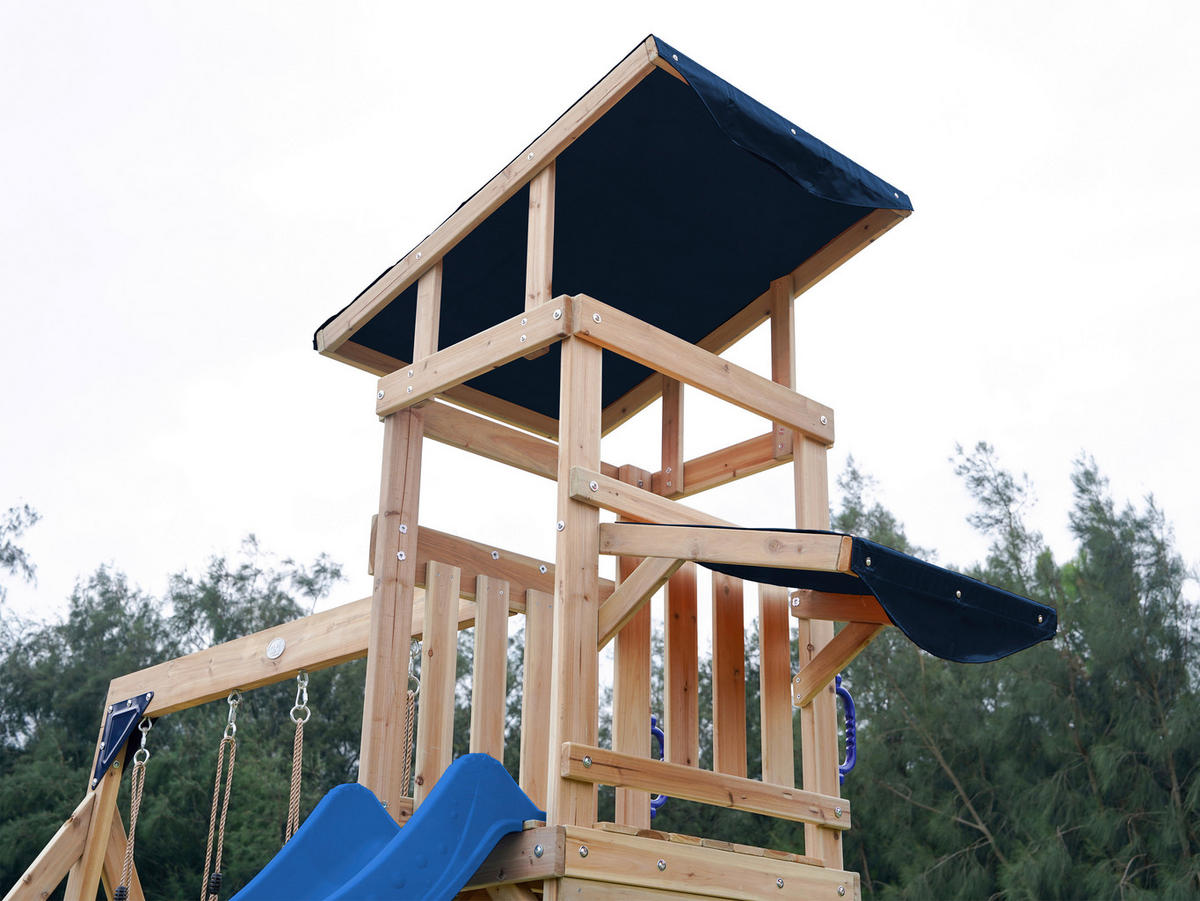 AXI Spielturm Malik braun B/H/L: ca. 345x270x336 cm Malik - braun/blau (336,00/345,00/270,00cm) - AXI
