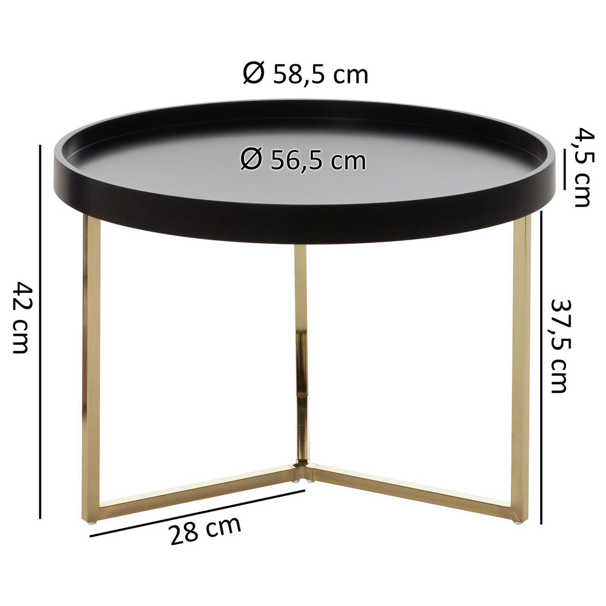 Couchtisch schwarz gold B/H/T: ca. 0x42x0 cm Couchtisch JESI - gold/schwarz (0,00/42,00/0,00cm) - Wohnling