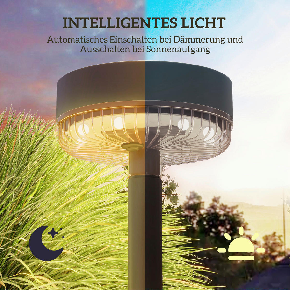 Solar-Gartenleuchte schwarz Kunststoff B/H/L: ca. 13x39,5x13 cm Solar-Gartenleuchte - schwarz (13,00/13,00/39,50cm) - Outsunny