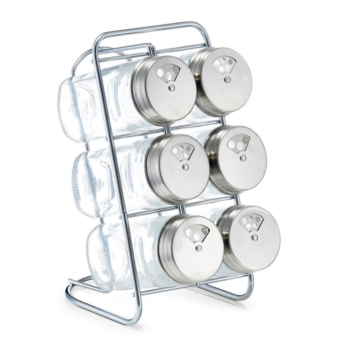 Zeller Gewürzständer-Set silber Glas B/H/L: ca. 15x18x9,3 cm Gewürzständer-Set_7-tlg. - silber (9,30/15,00/18,00cm) - Zeller