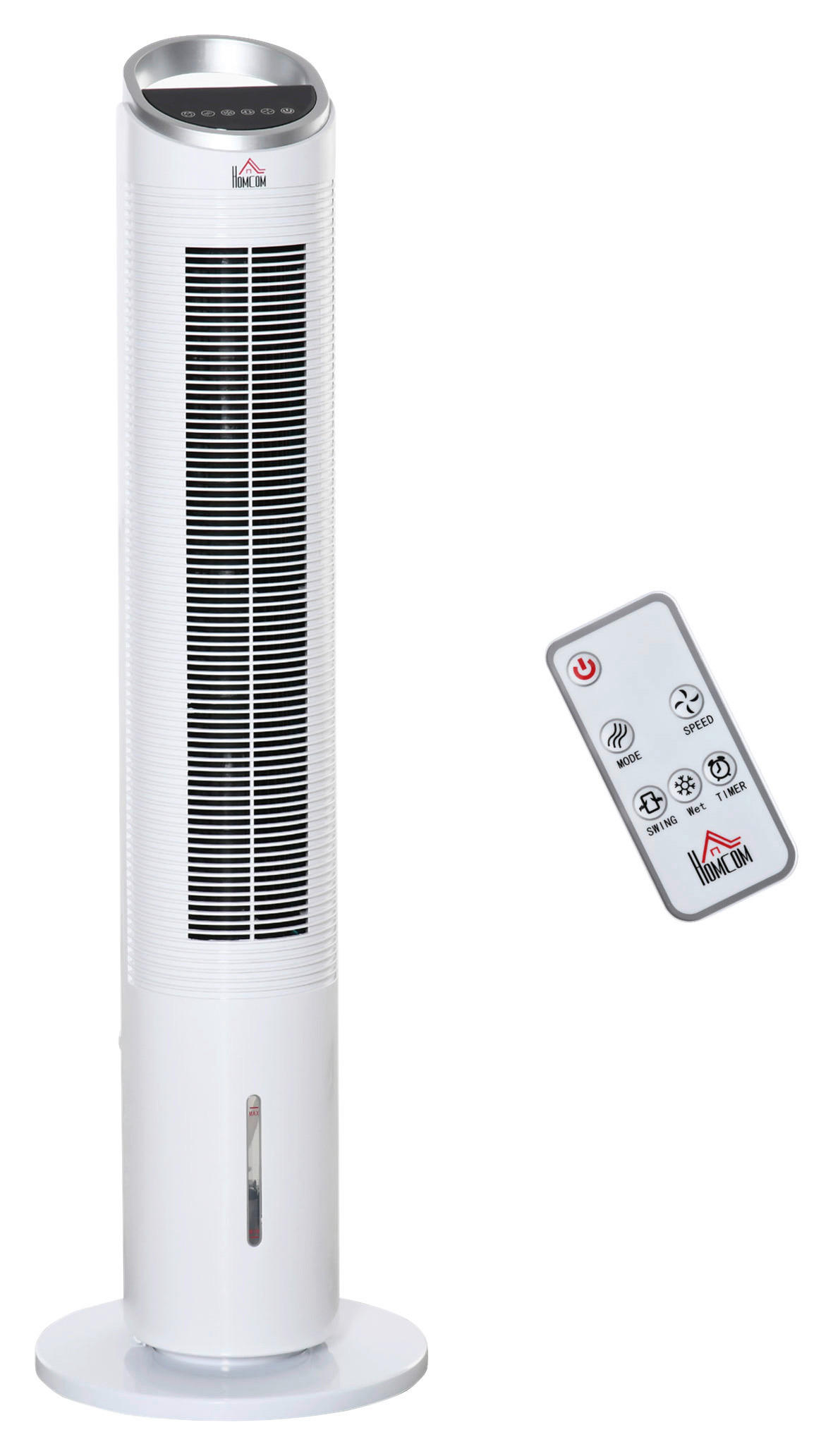 HOMCOM Luftkühler weiß Edelstahl Kunststoff Polypropylen B/H/L: ca. 30x30x100,8 cm Turmventilator - weiß/silber (100,80/30,00/30,00cm) - HOMCOM