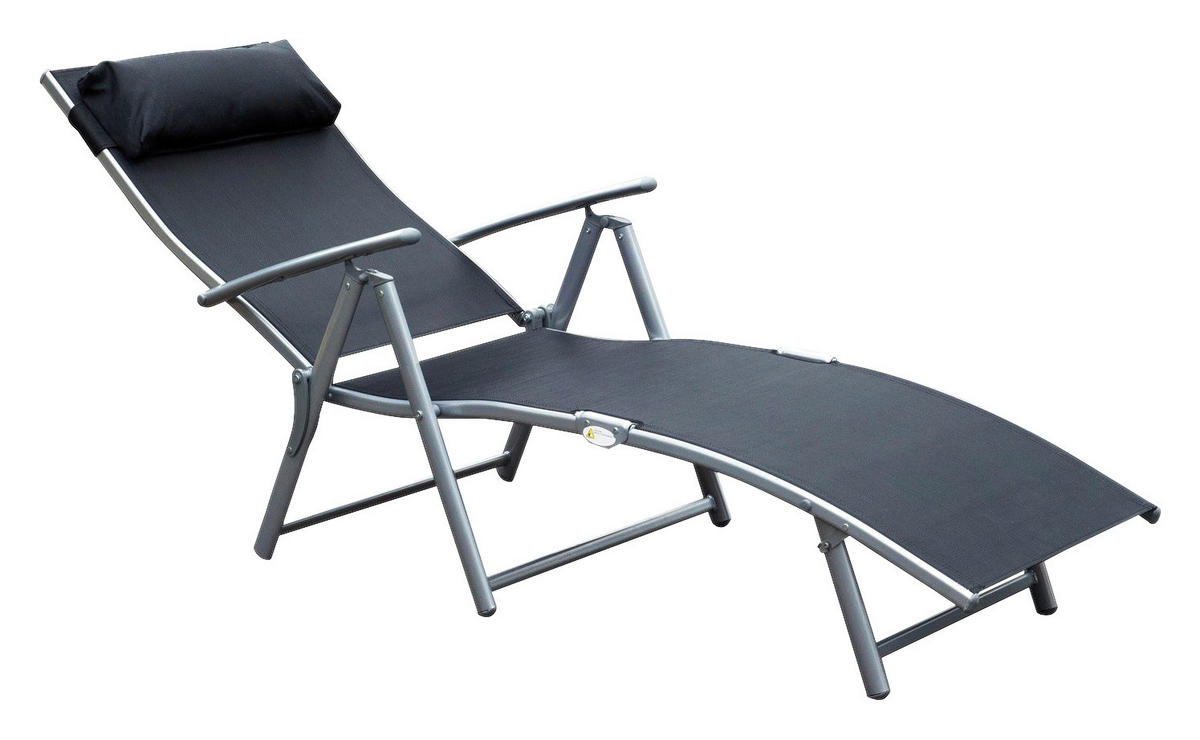 Outsunny Gartenliege schwarz Metall B/H/L: ca. 63,5x100,5x180 cm Gartenliege_mit_Kissen - schwarz (180,00/63,50/100,50cm) - Outsunny