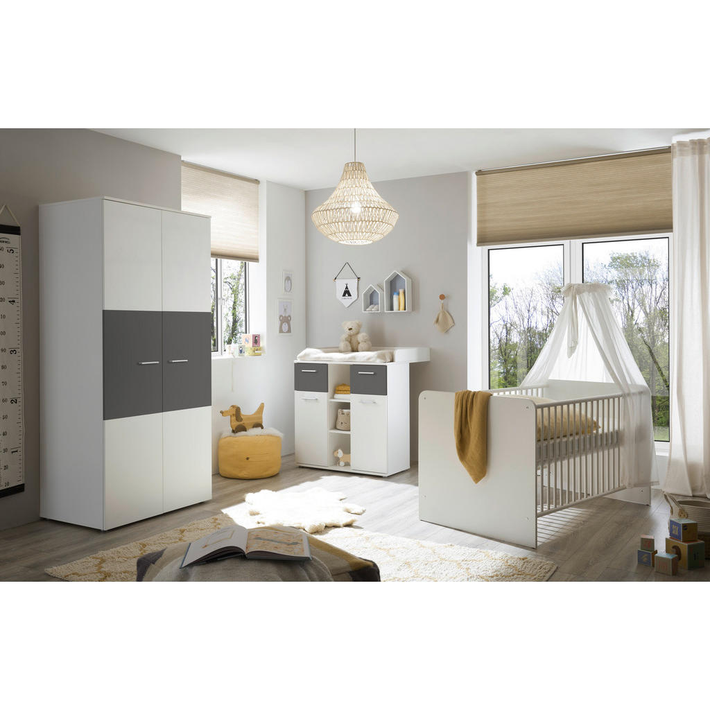 Thumbnail - Babybett Alex weiß Graphit Liegefläche B/L: ca. 70x140 cm