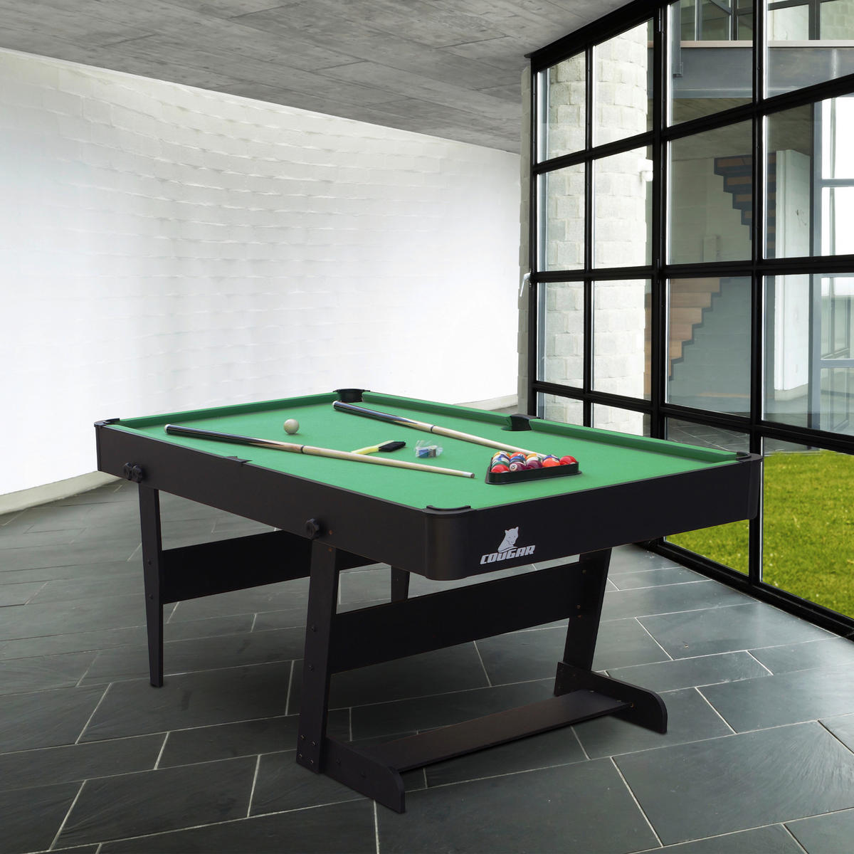 Cougar Billardtisch Hustle L B/H/L: ca. 76x79x152 cm Hustle L - schwarz/grün (152,00/76,00/79,00cm) - Cougar