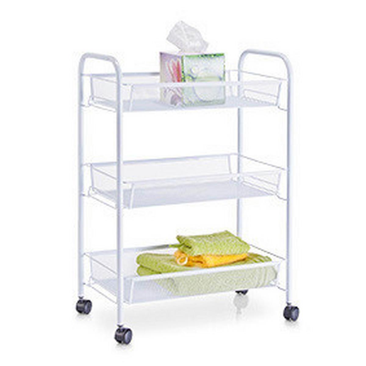 Zeller Rollwagen weiß Mesh B/H/L: ca. 26x63x44 cm Rollwagen - weiß (44,00/26,00/63,00cm) - Zeller