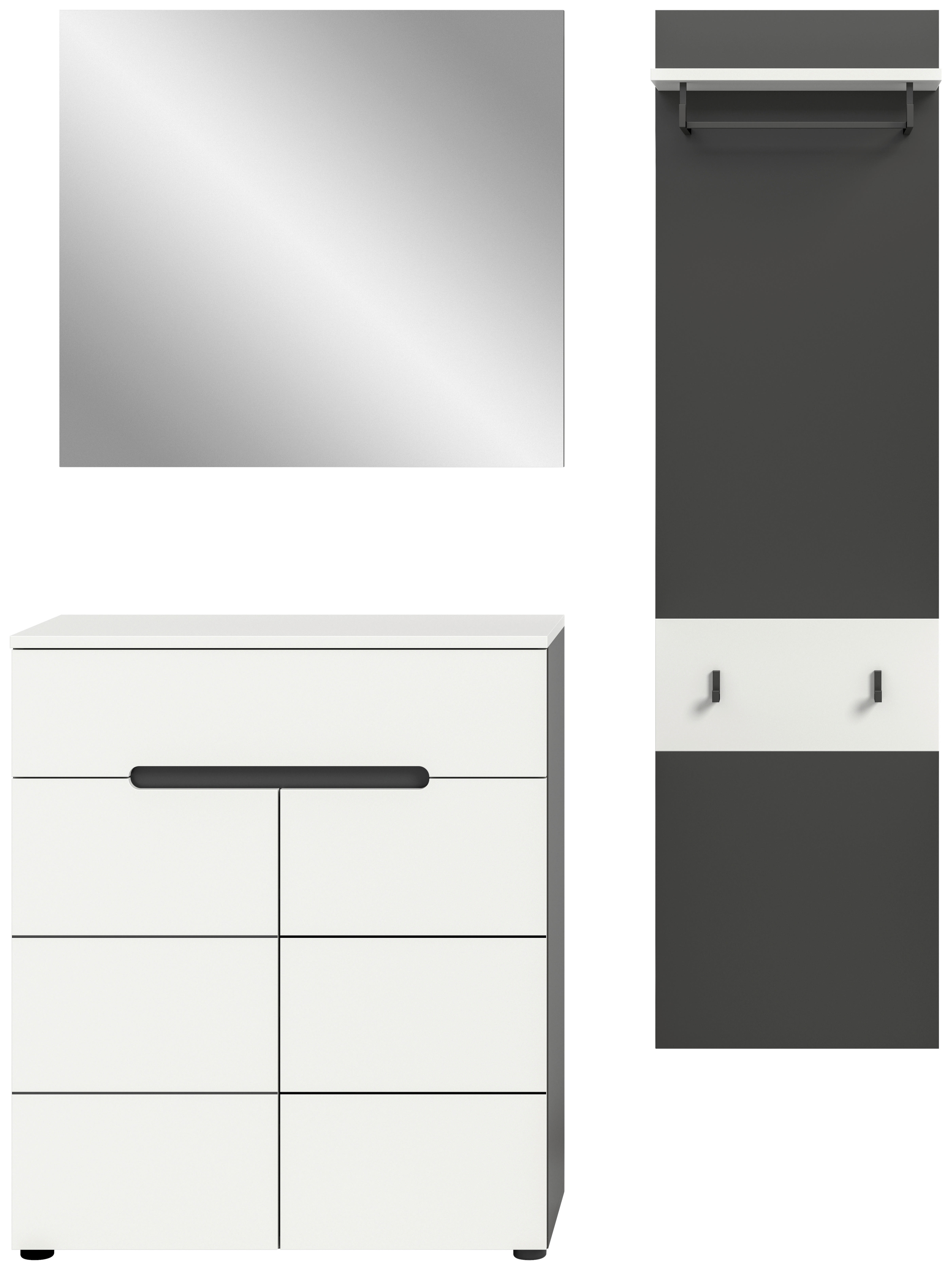 Thumbnail - Garderobe Canu basaltgrau Nachbildung weiß B/H/T: ca. 140x190x37 cm