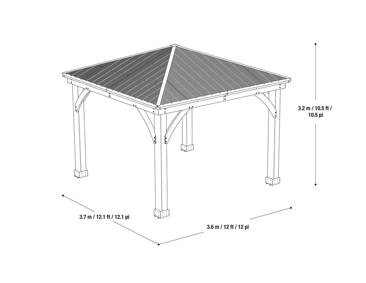 Westmann Pavillon Devon natur Holz B/H/L: ca. 366x320x366 cm Devon - natur/grau (366,00/366,00/320,00cm) - Westmann