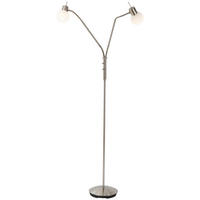 GLOBO Stehleuchte LOXY 47160201X weiß Opal nickel Metall Glas H/D: ca. 150x23 cm 2 Brennstellen LOXY - nickel/weiß (23,00/150,00cm) - GLOBO