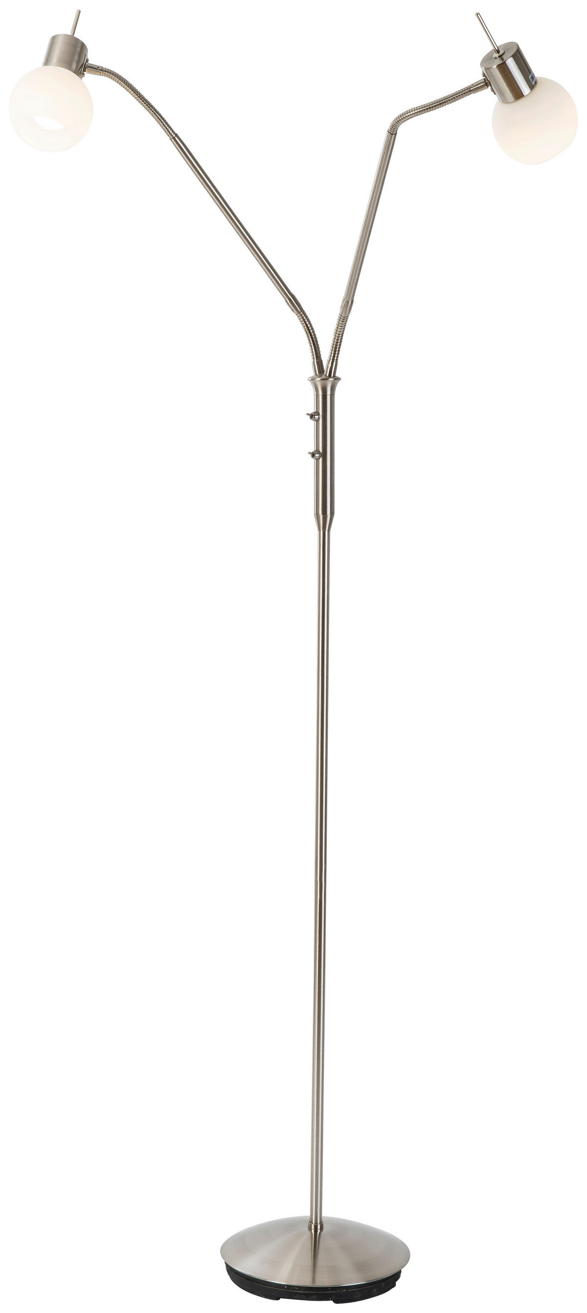 GLOBO Stehleuchte LOXY 47160201X weiß Opal nickel Metall Glas H/D: ca. 150x23 cm 2 Brennstellen LOXY - nickel/weiß (23,00/150,00cm) - GLOBO