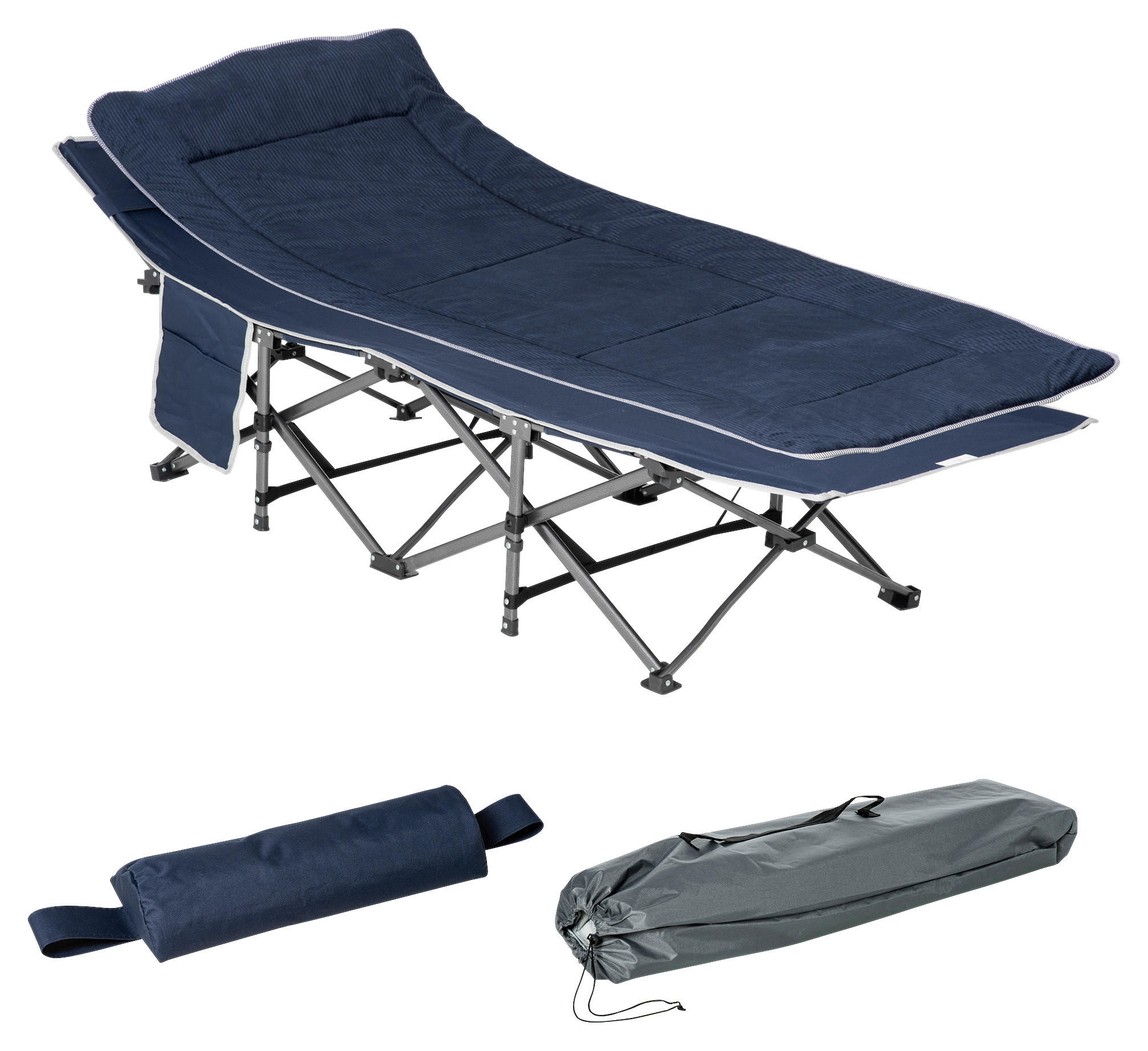 Outsunny Campingbett B/H/L: ca. 64,5x53x188 cm Campingbett - blau (188,00/64,50/53,00cm) - Outsunny